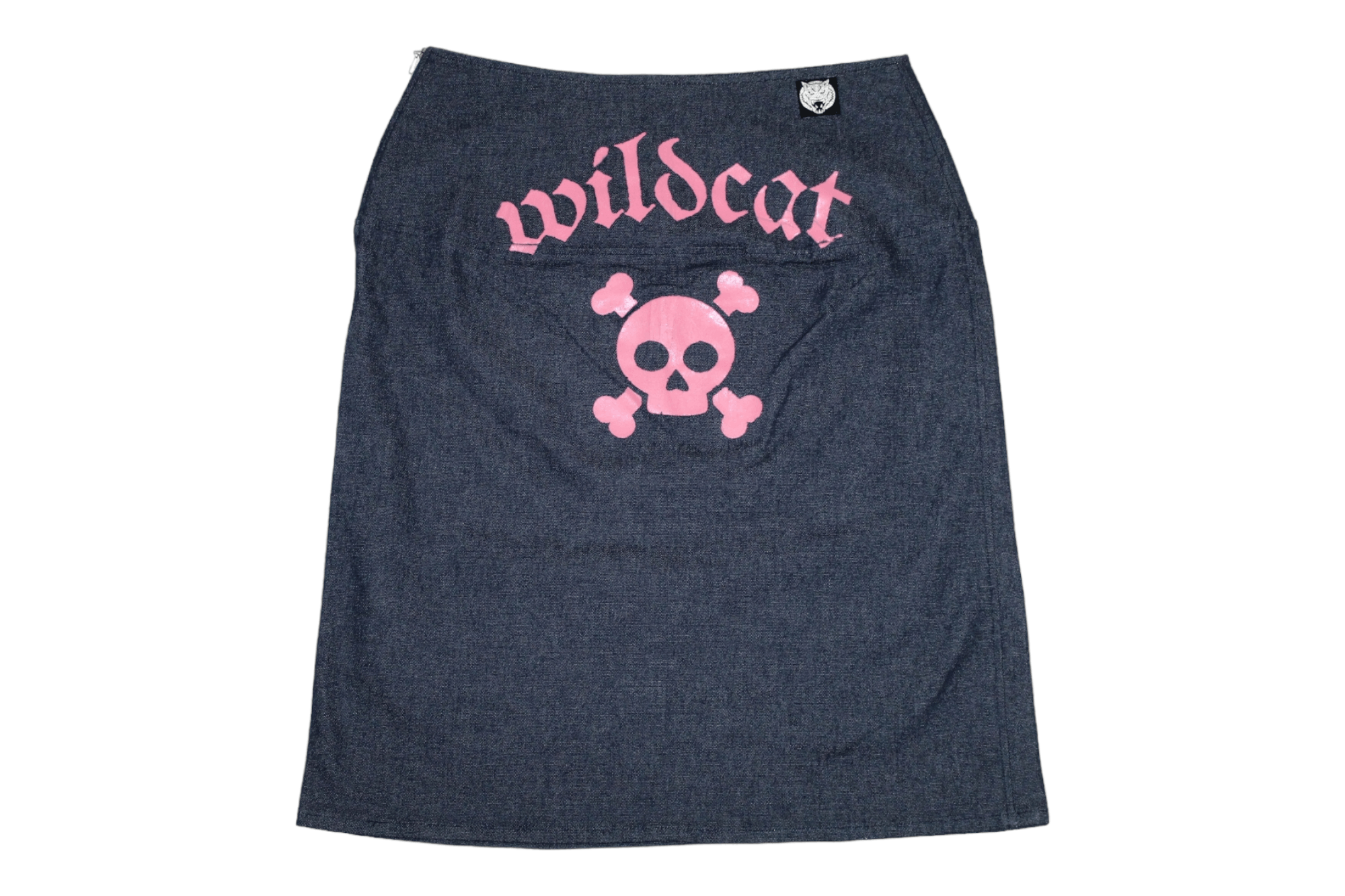Beauty Beast VTG Widcat Y2K Skull Logo Print Raw Denim Skirt Size 27" / US 4 / IT 40 - 9 Thumbnail