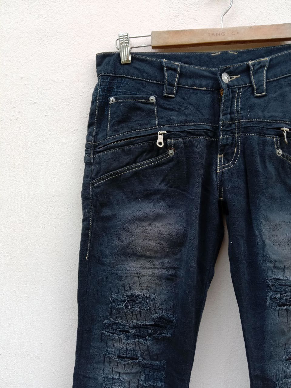 PPFM Vtg PPFM Zipper Distressed Boro Buckle Back Denim Jeans Size US 31 - 6 Thumbnail