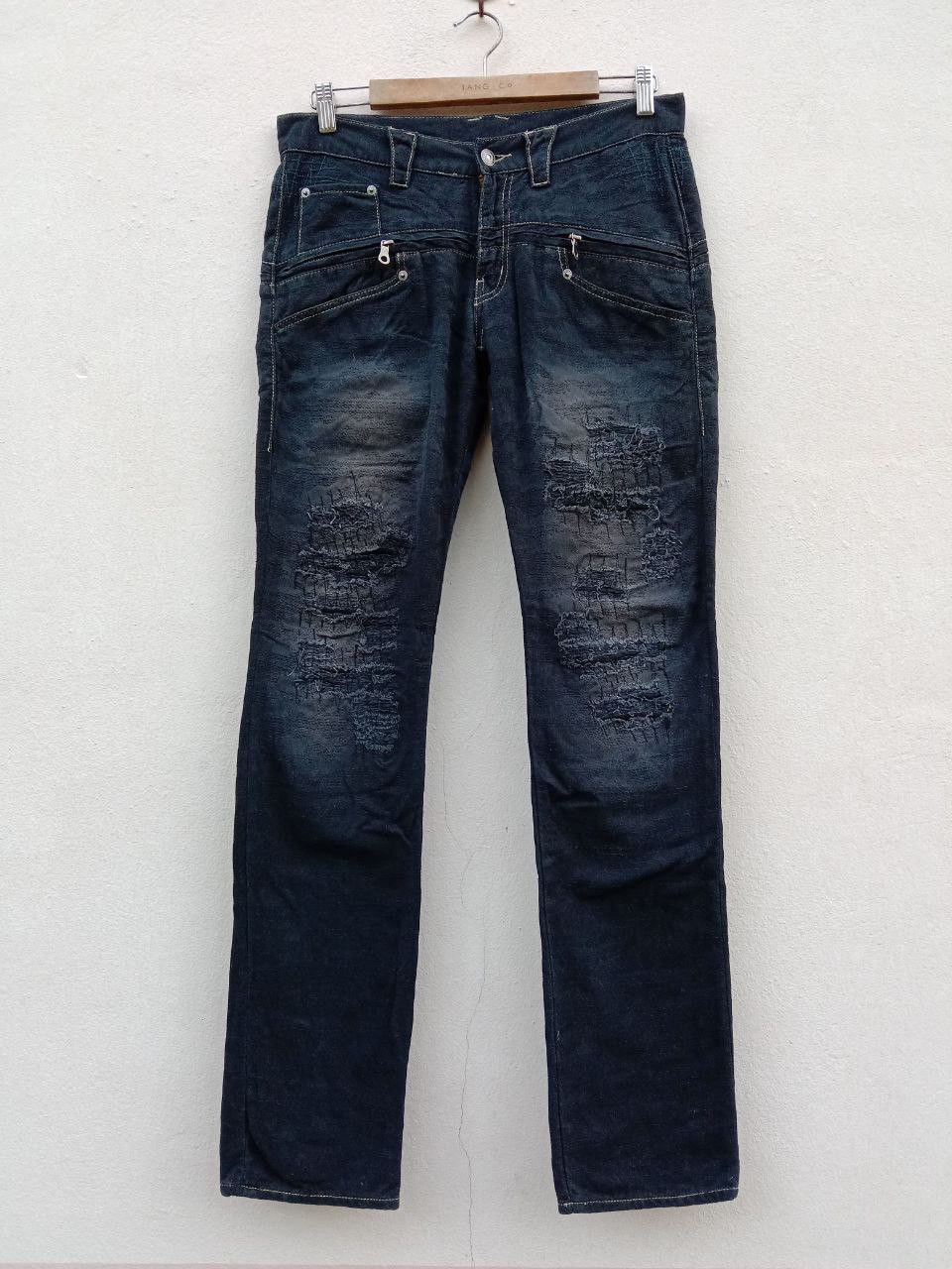 PPFM Vtg PPFM Zipper Distressed Boro Buckle Back Denim Jeans Size US 31 - 1 Thumbnail