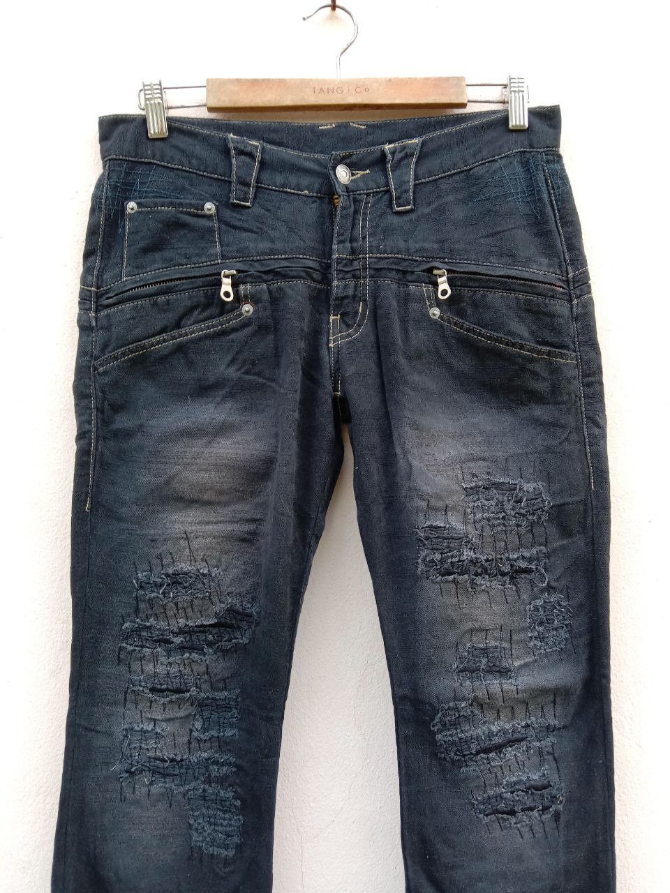 PPFM Vtg PPFM Zipper Distressed Boro Buckle Back Denim Jeans Size US 31 - 4 Thumbnail