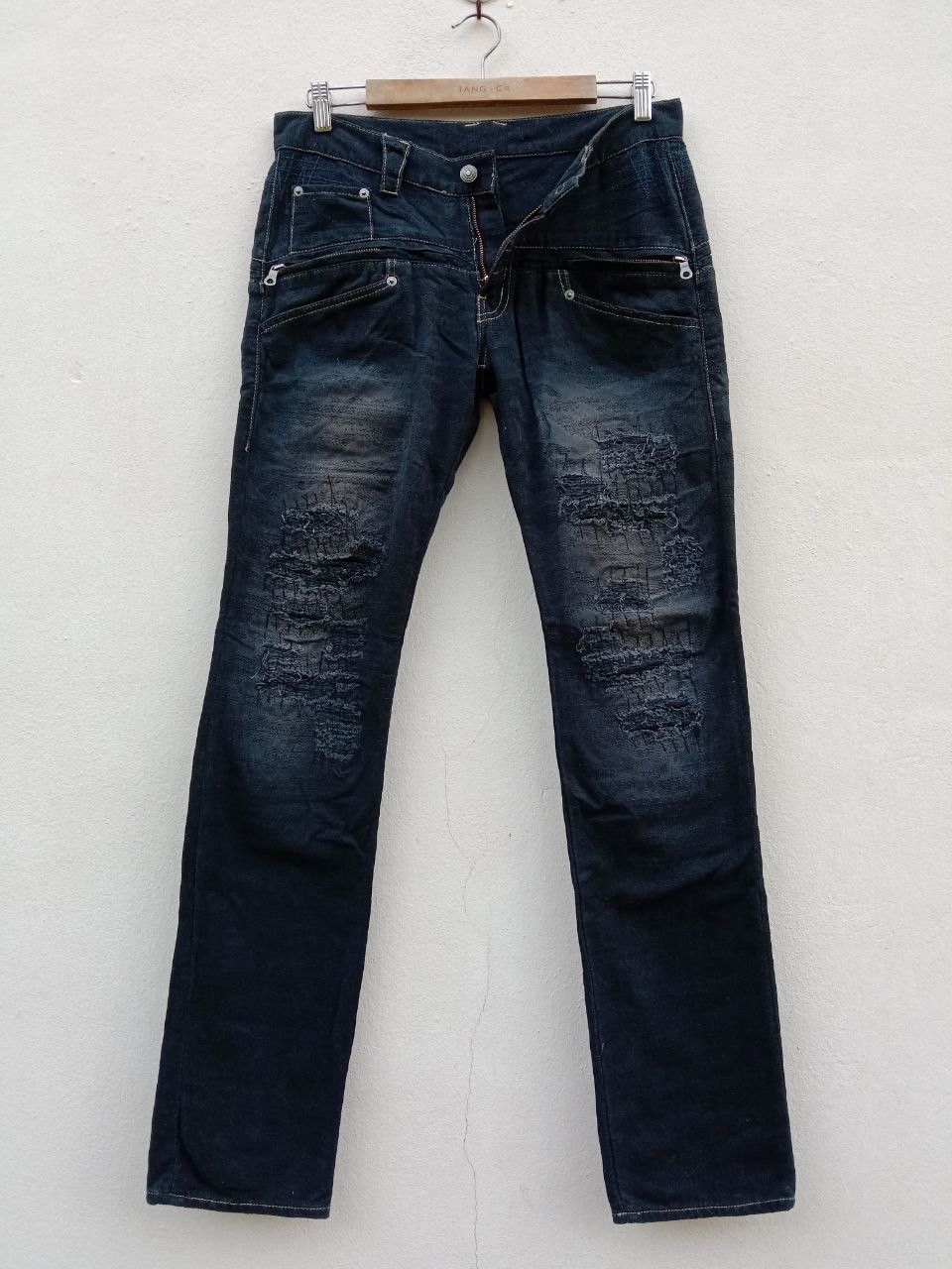PPFM Vtg PPFM Zipper Distressed Boro Buckle Back Denim Jeans Size US 31 - 2 Thumbnail