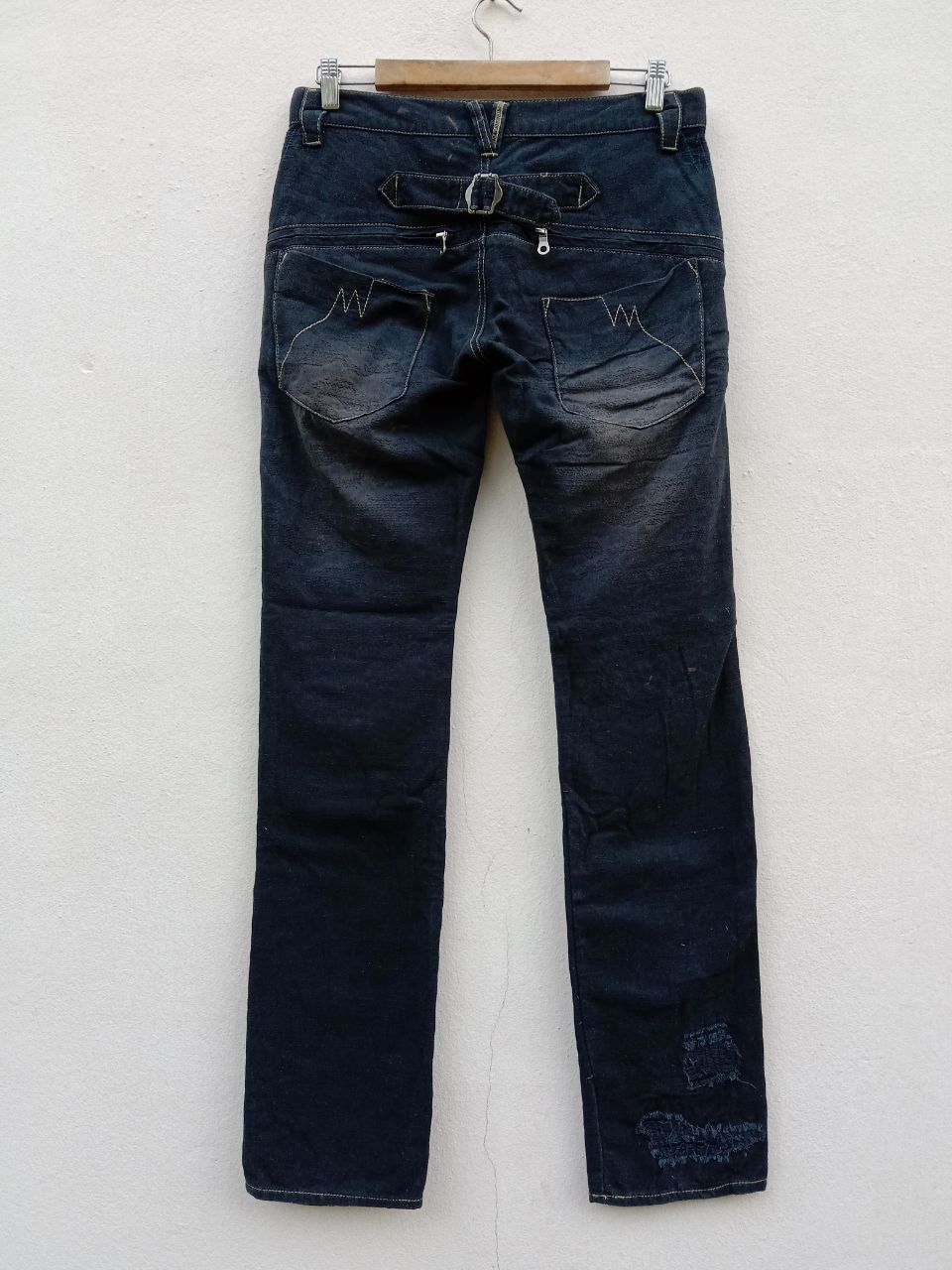 PPFM Vtg PPFM Zipper Distressed Boro Buckle Back Denim Jeans Size US 31 - 12 Thumbnail