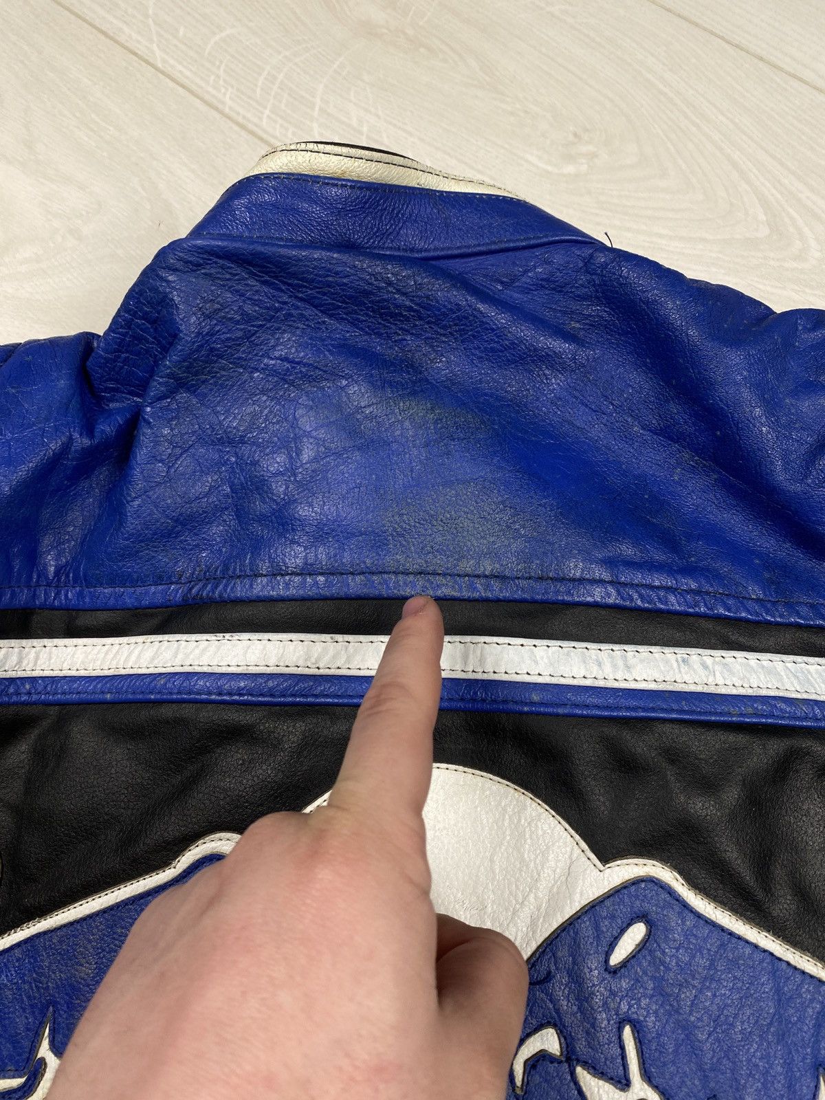 Red Bull Red Bull Vintage Moto Racing Leather Jacket 90s Blue Bomber Size US M / EU 48-50 / 2 - 15 Thumbnail