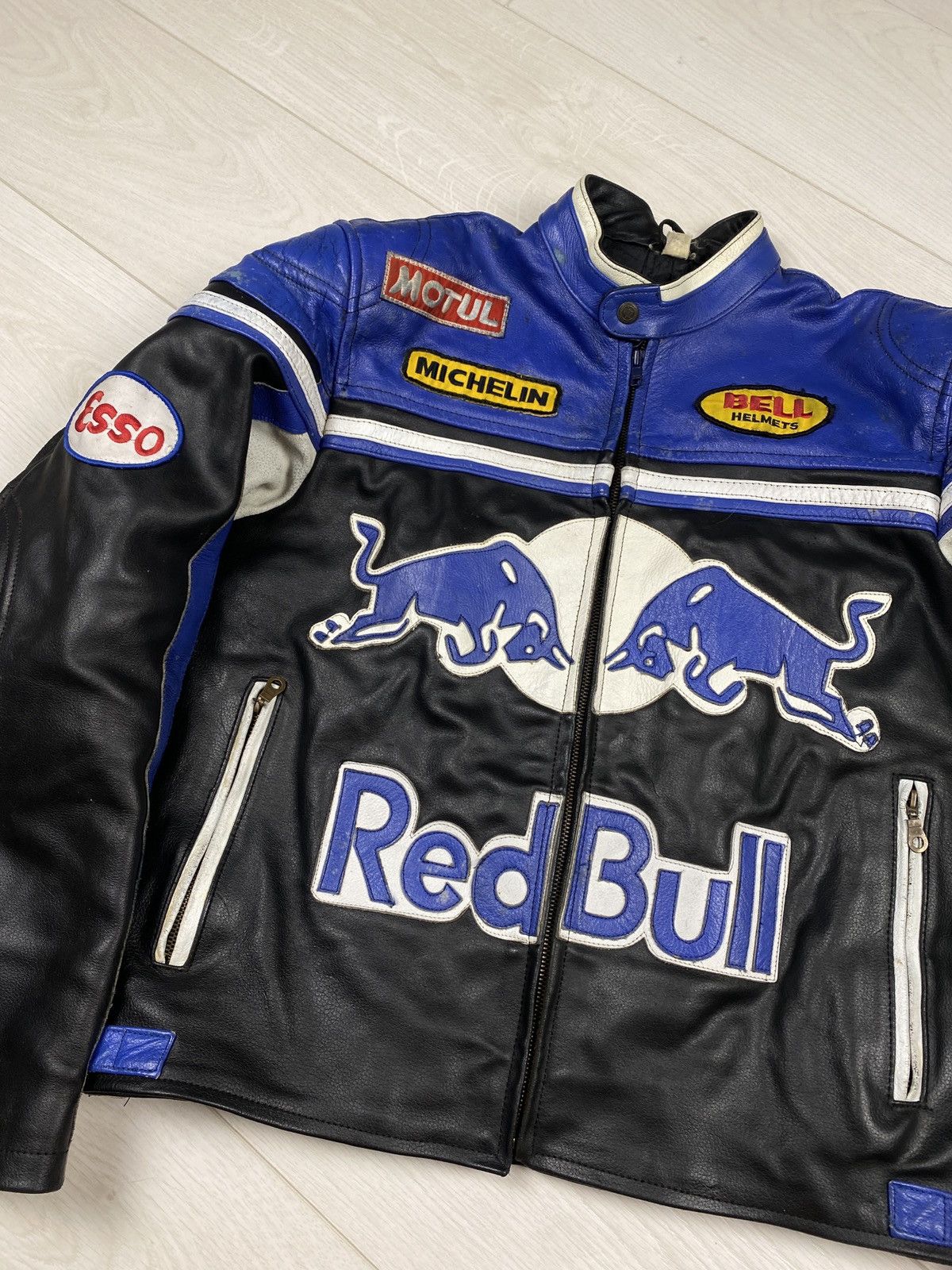Red Bull Red Bull Vintage Moto Racing Leather Jacket 90s Blue Bomber Size US M / EU 48-50 / 2 - 3 Thumbnail