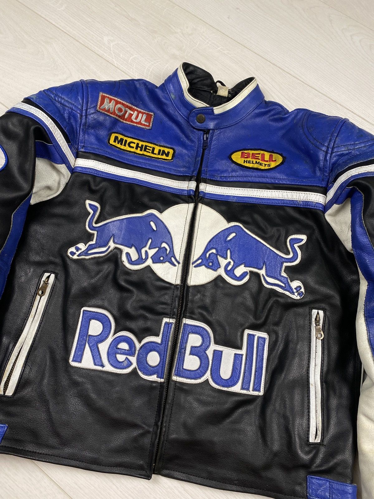 Red Bull Red Bull Vintage Moto Racing Leather Jacket 90s Blue Bomber Size US M / EU 48-50 / 2 - 11 Thumbnail