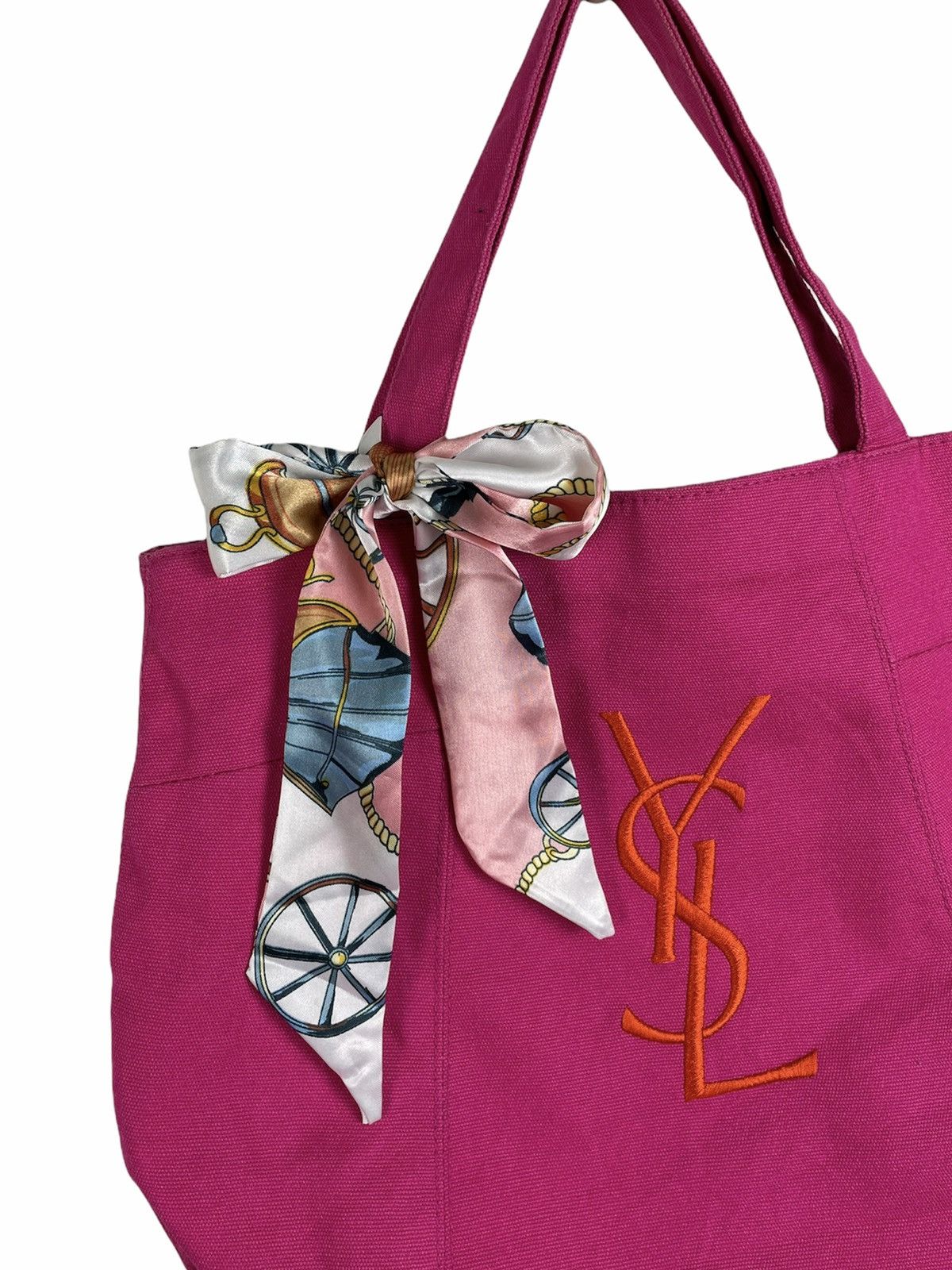 Yves Saint Laurent YVES SAINT LAURENT PARFUMS EMBROIDERED LOGO CANVAS TOTE BAG Size ONE SIZE - 8 Thumbnail