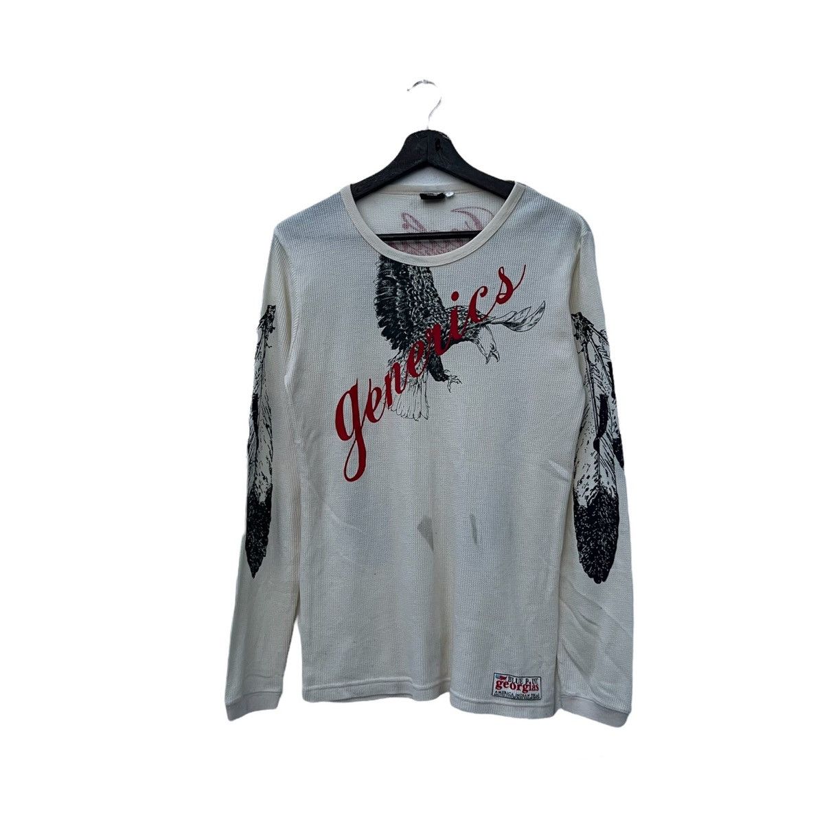 Japanese Brand VINTAGE ROUGH LONG SLEEVE INDIAN GENENICS BIG LOGO Size US L / EU 52-54 / 3 - 1 Thumbnail