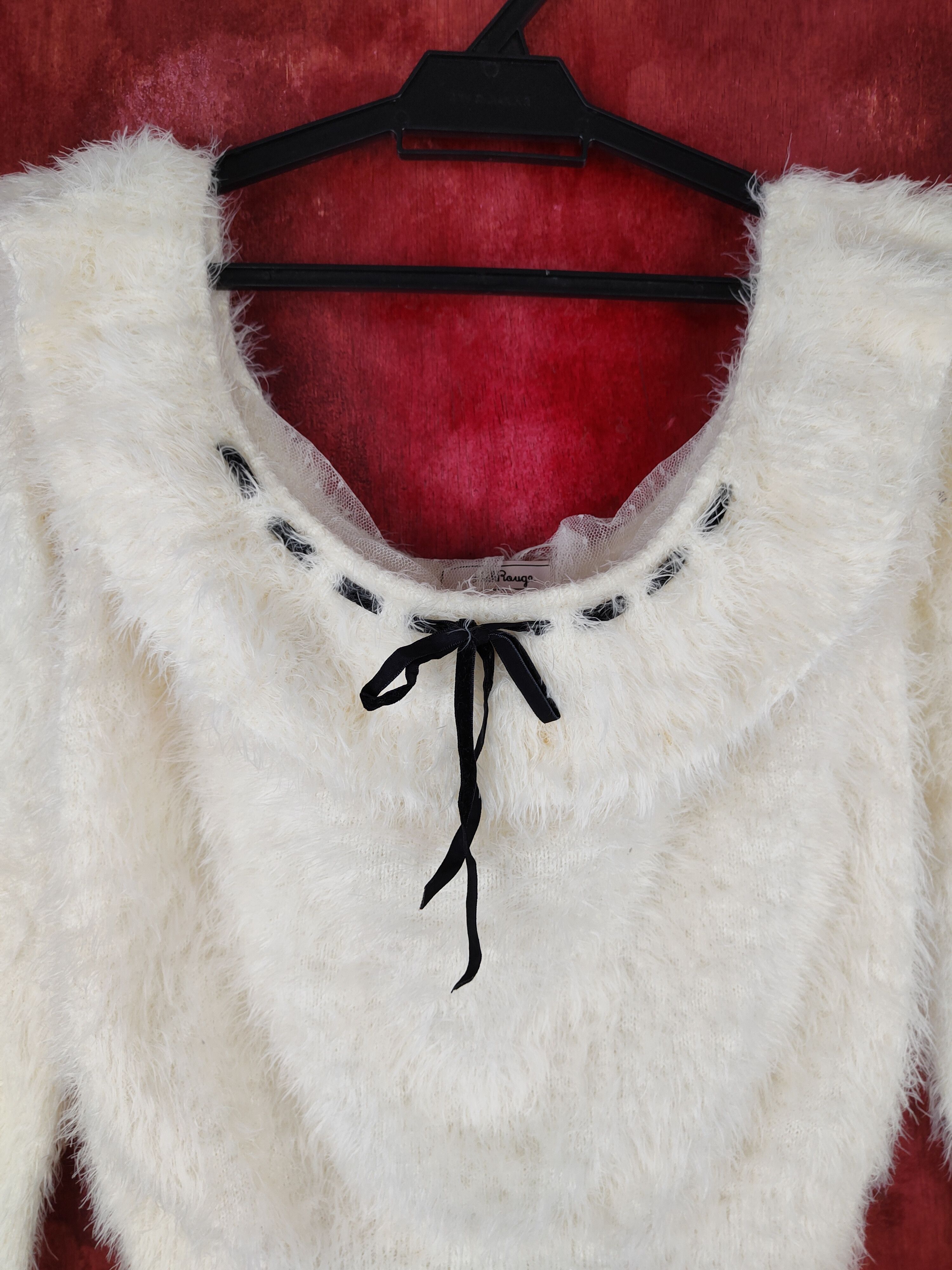 Homespun Knitwear × Japanese Brand Ank Rouge Ivory Shag Shaggy Fur Mohair Crop Tops #S803 Size S / US 4 / IT 40 - 2 Thumbnail