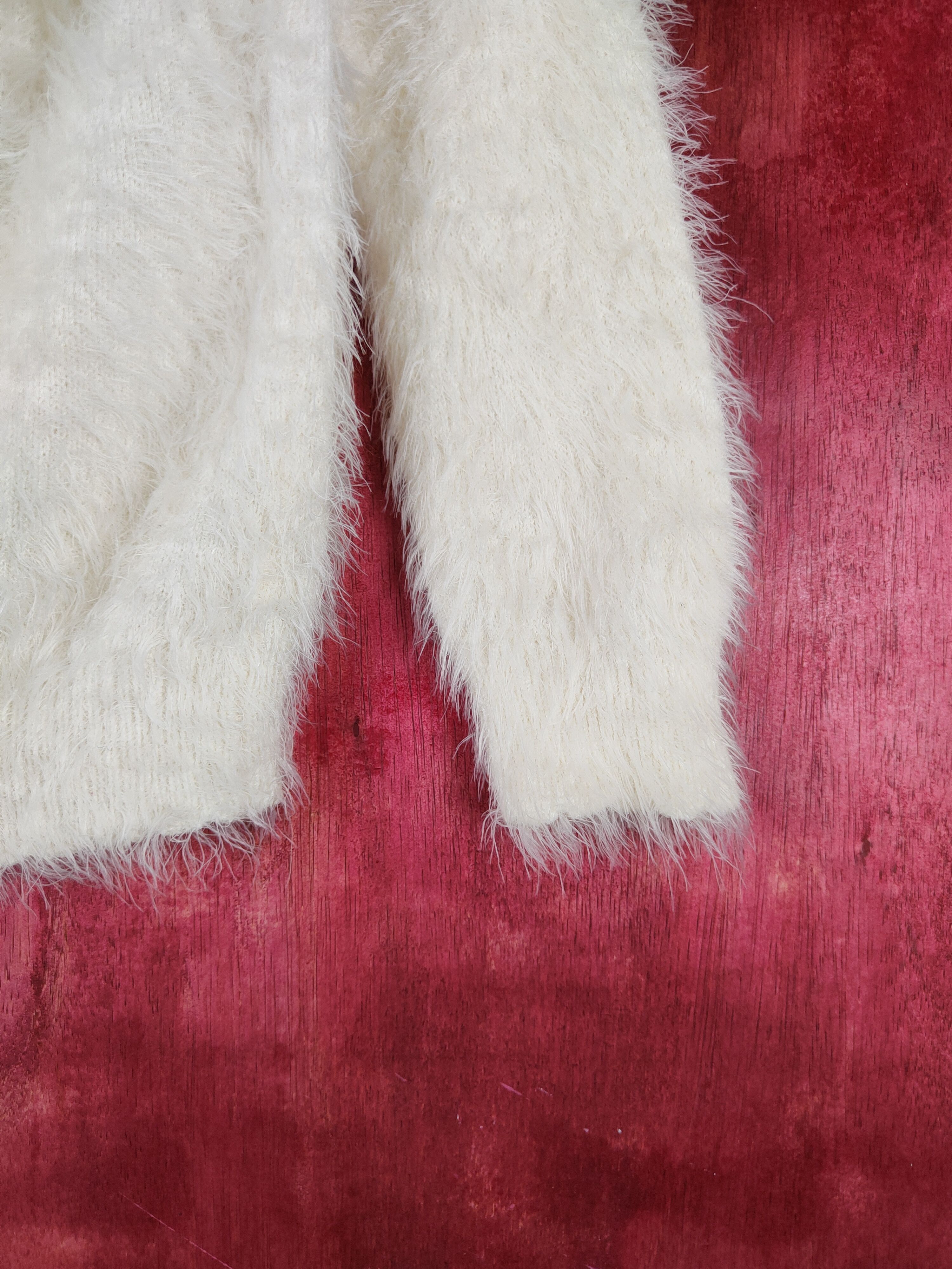 Homespun Knitwear × Japanese Brand Ank Rouge Ivory Shag Shaggy Fur Mohair Crop Tops #S803 Size S / US 4 / IT 40 - 6 Thumbnail