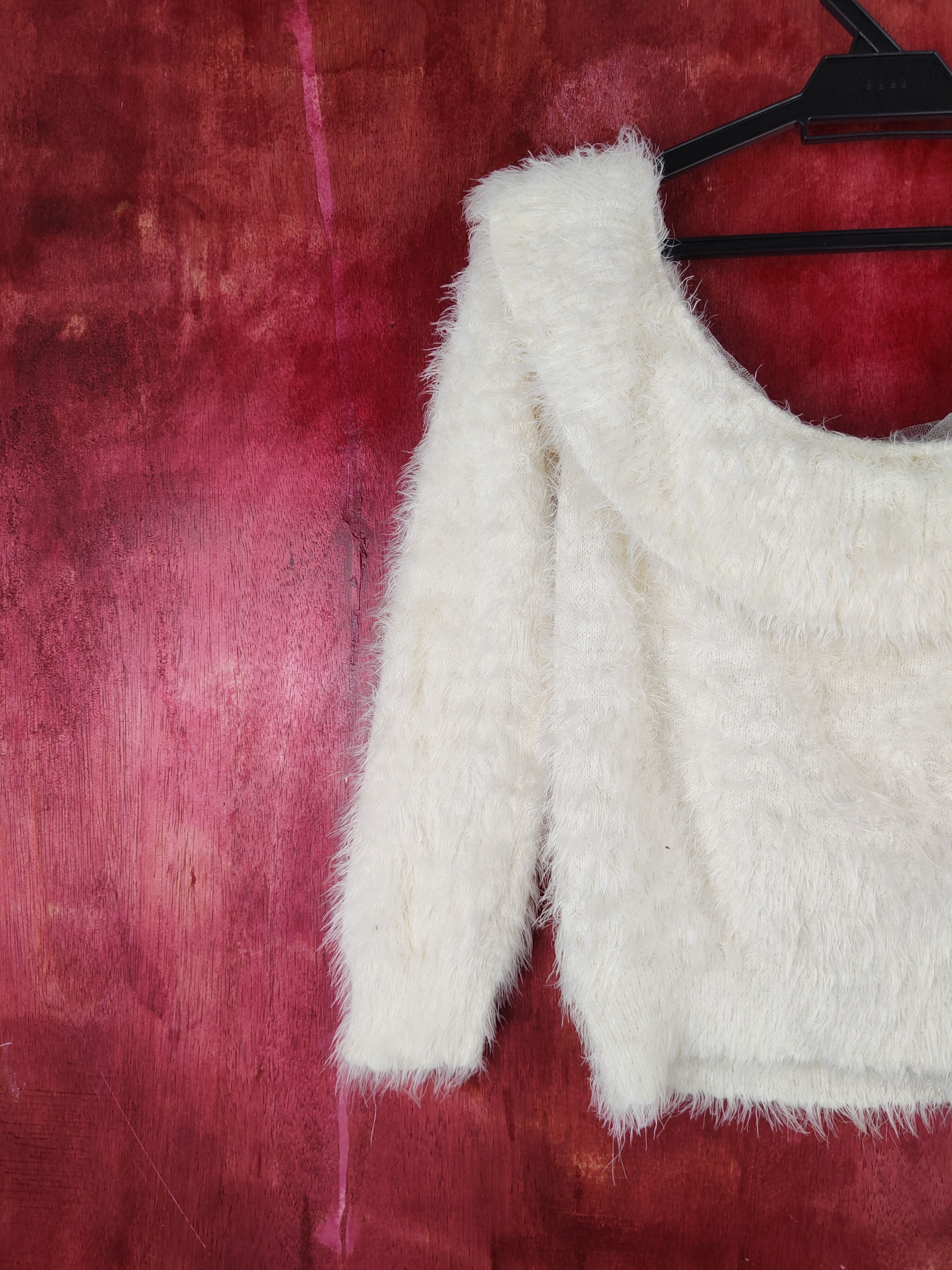Homespun Knitwear × Japanese Brand Ank Rouge Ivory Shag Shaggy Fur Mohair Crop Tops #S803 Size S / US 4 / IT 40 - 8 Thumbnail