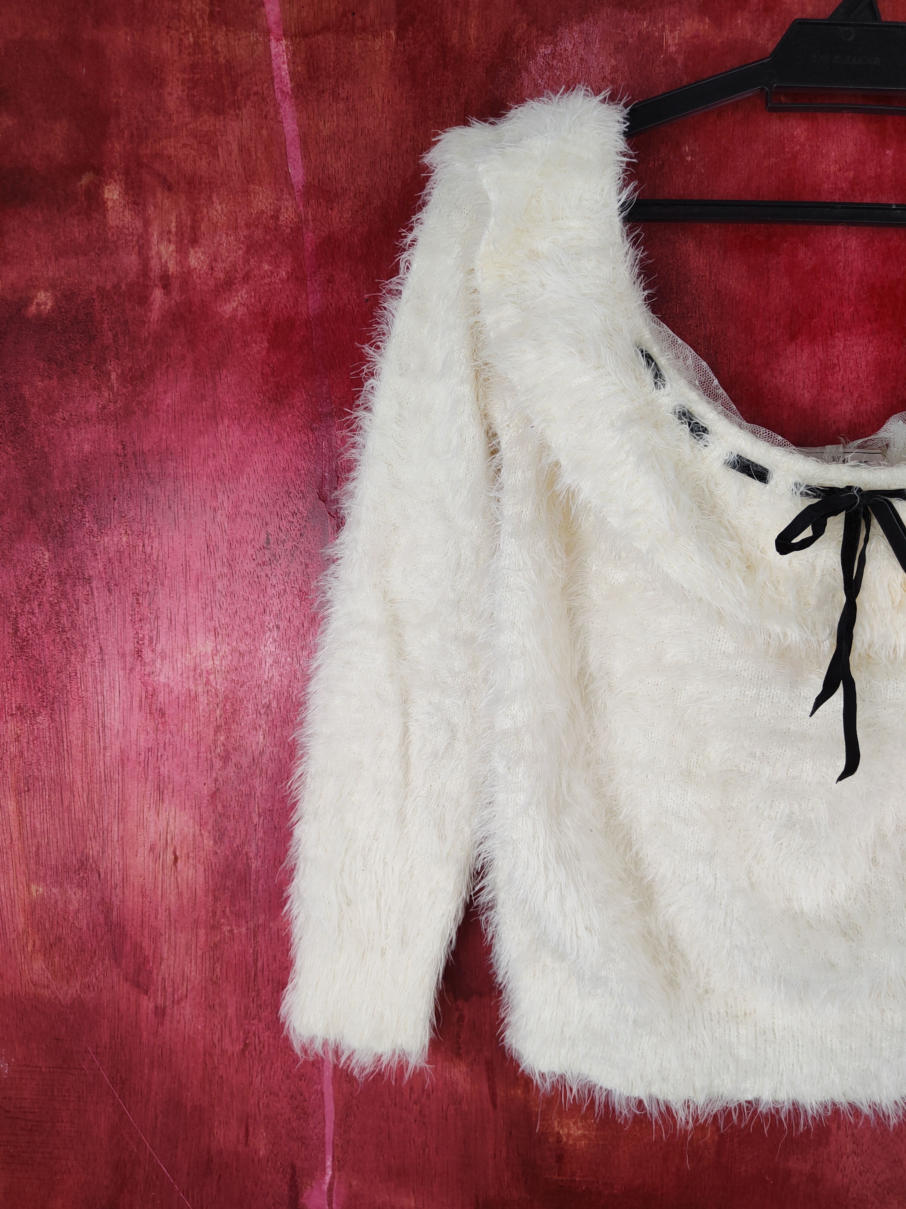 Homespun Knitwear × Japanese Brand Ank Rouge Ivory Shag Shaggy Fur Mohair Crop Tops #S803 Size S / US 4 / IT 40 - 3 Thumbnail