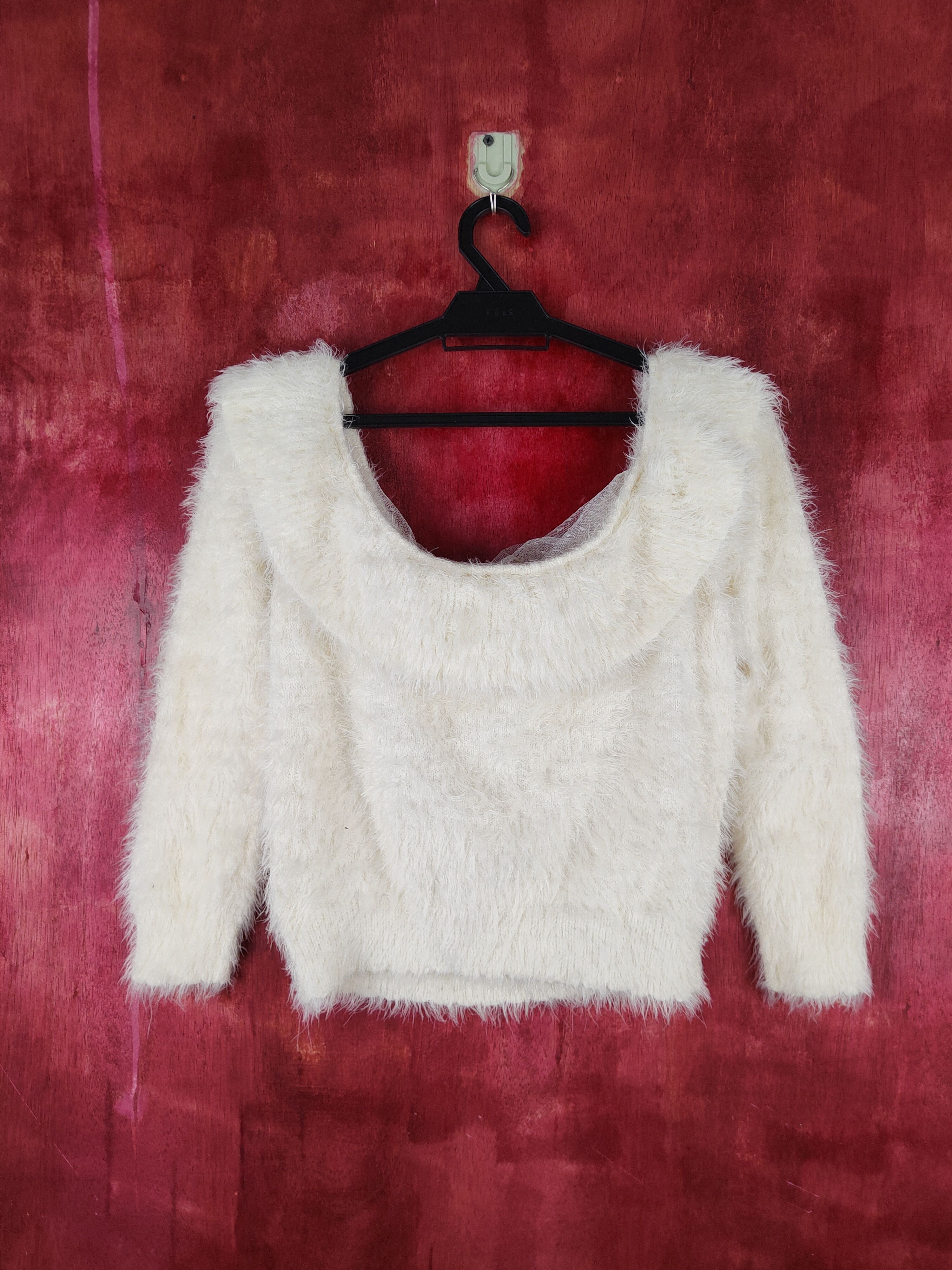 Homespun Knitwear × Japanese Brand Ank Rouge Ivory Shag Shaggy Fur Mohair Crop Tops #S803 Size S / US 4 / IT 40 - 7 Thumbnail