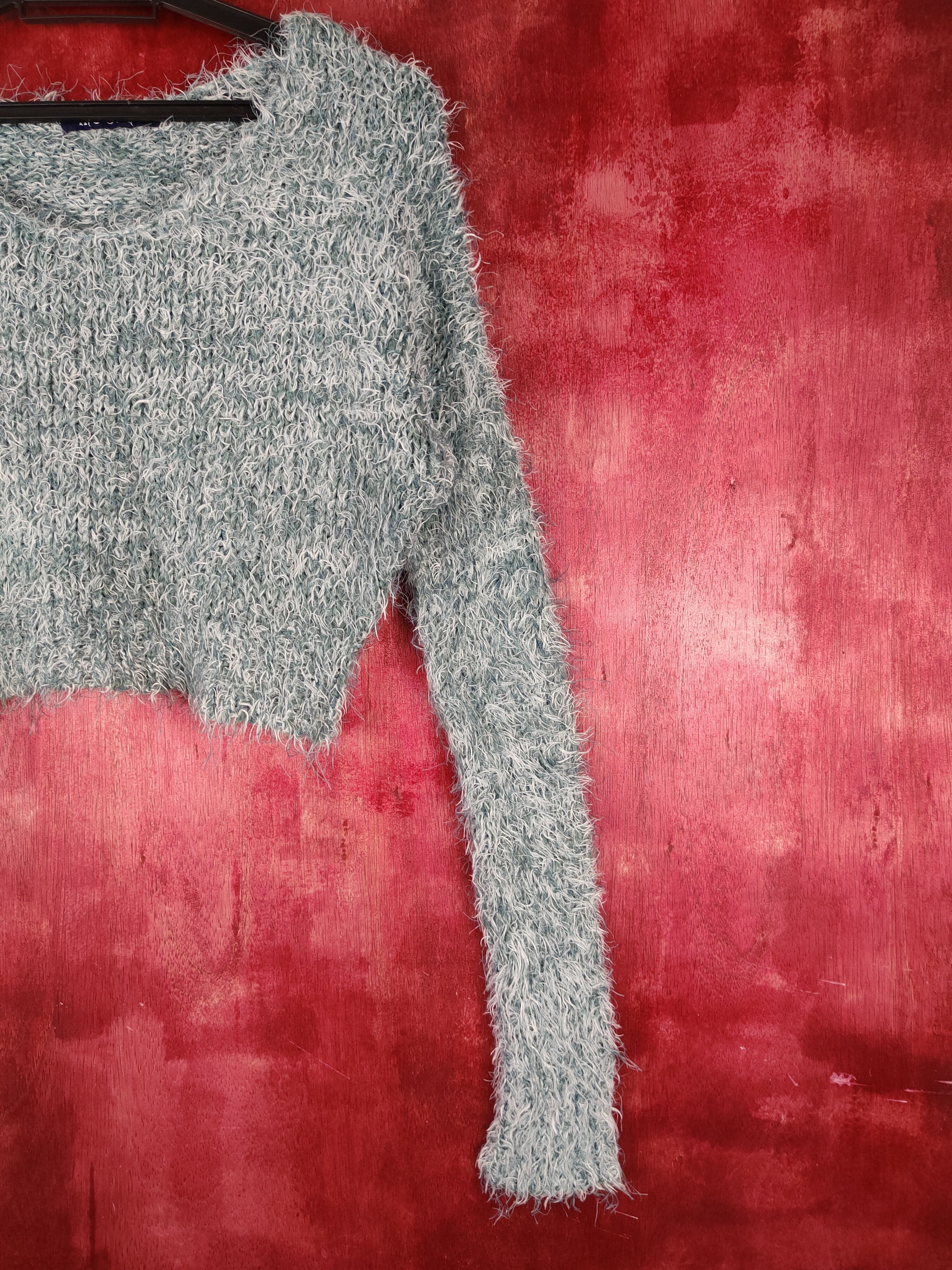 Homespun Knitwear Me Jane Baby Blue Shag Shaggy Fur Mohair Crop Tops #S804 Size M / US 6-8 / IT 42-44 - 5 Thumbnail