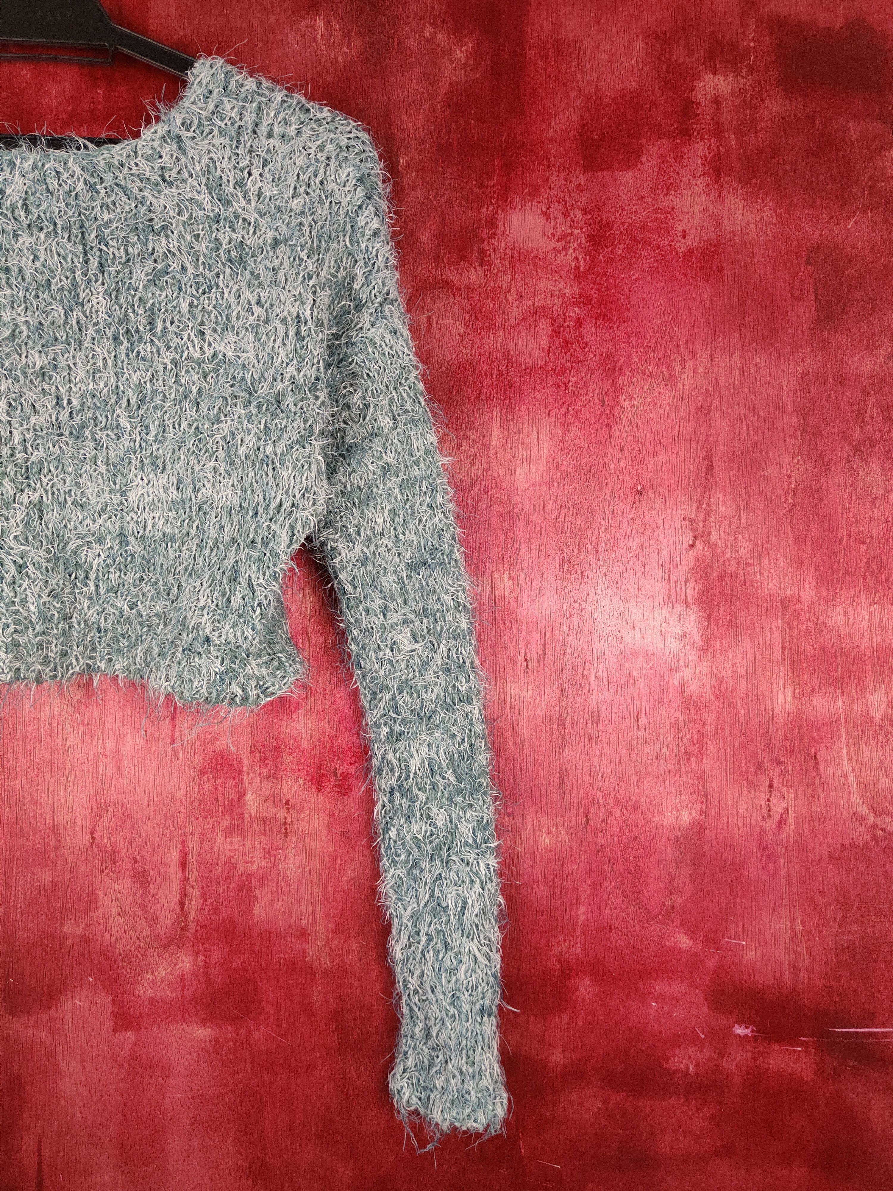Homespun Knitwear Me Jane Baby Blue Shag Shaggy Fur Mohair Crop Tops #S804 Size M / US 6-8 / IT 42-44 - 9 Thumbnail