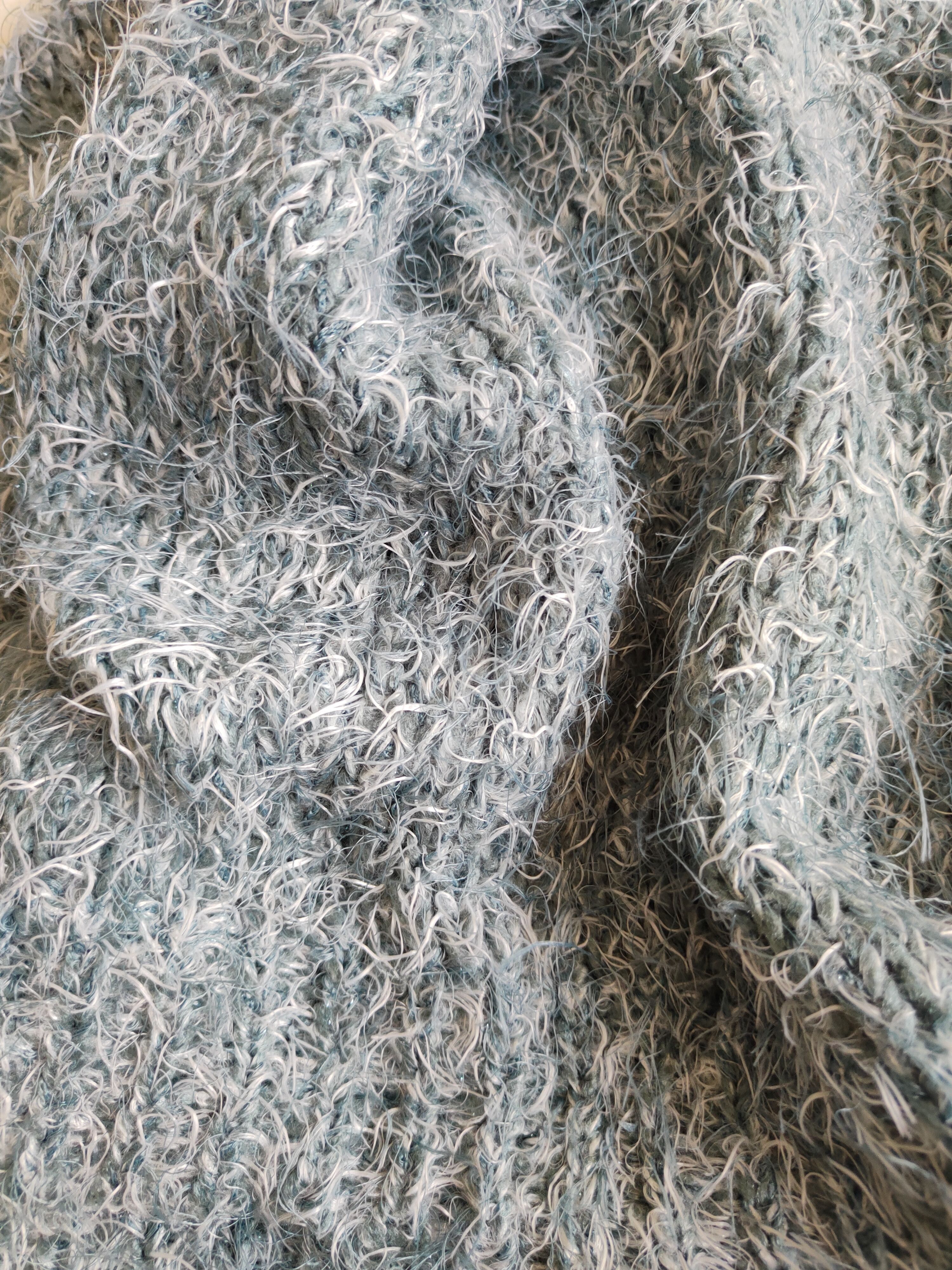 Homespun Knitwear Me Jane Baby Blue Shag Shaggy Fur Mohair Crop Tops #S804 Size M / US 6-8 / IT 42-44 - 10 Thumbnail