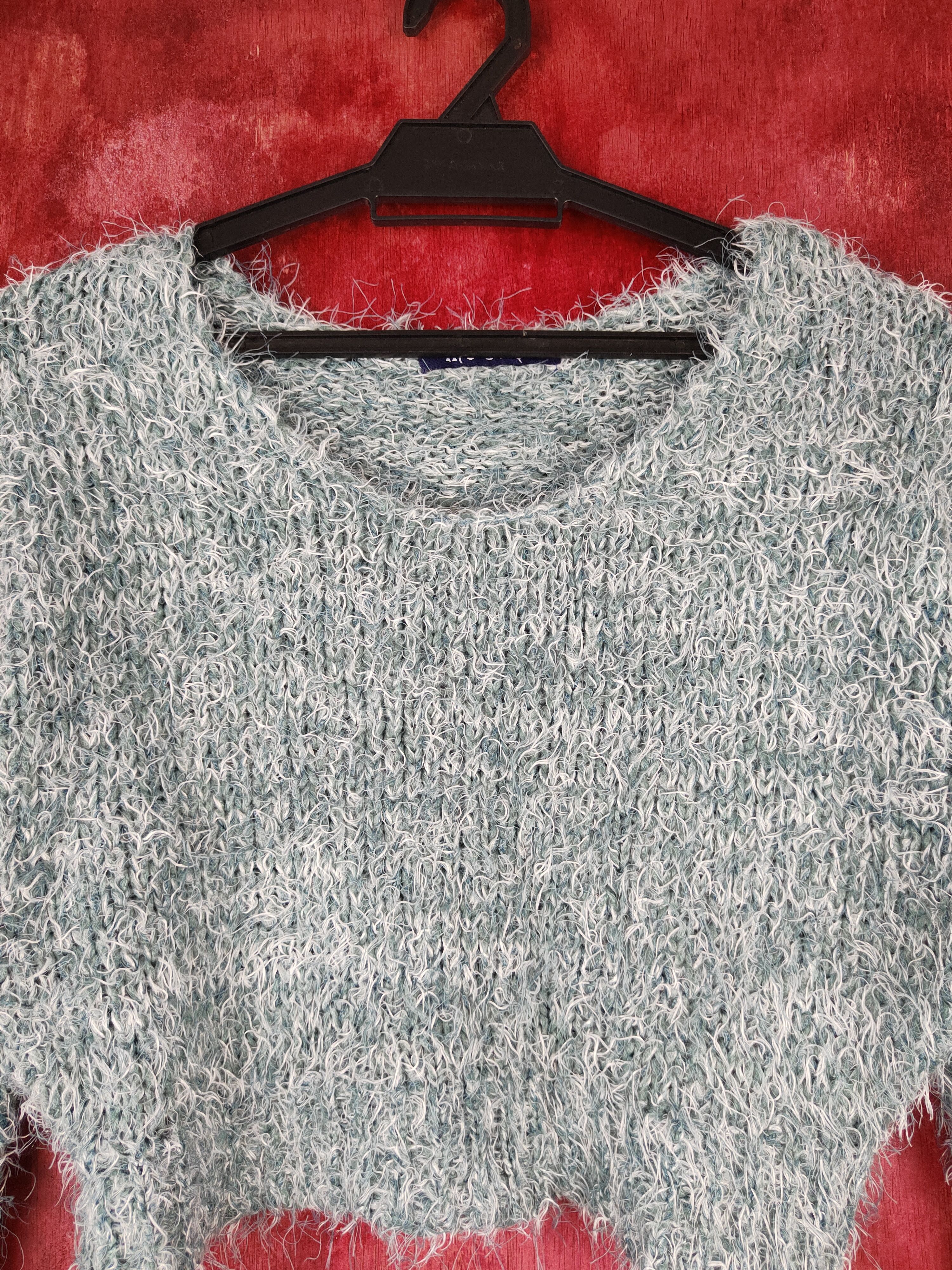 Homespun Knitwear Me Jane Baby Blue Shag Shaggy Fur Mohair Crop Tops #S804 Size M / US 6-8 / IT 42-44 - 2 Thumbnail