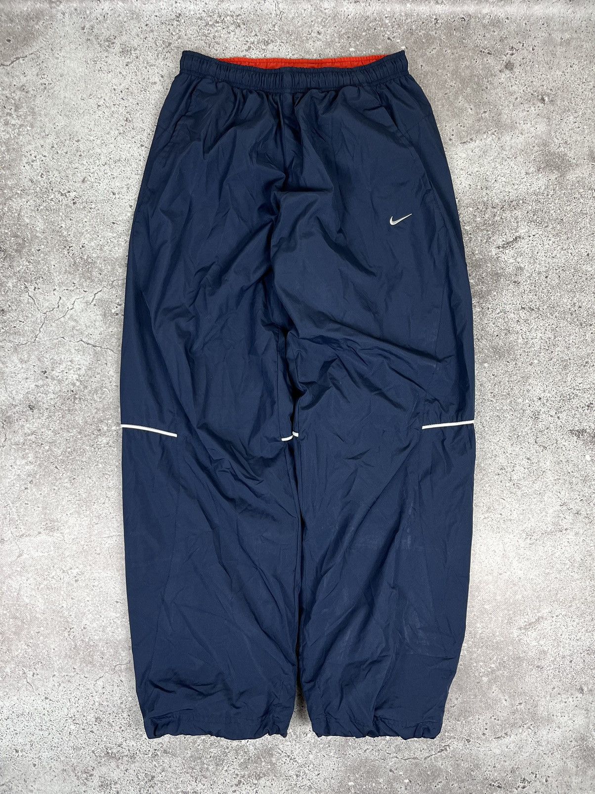 Vintage Nike Nylon Track Pants Double Swoosh Zip Logo Size M