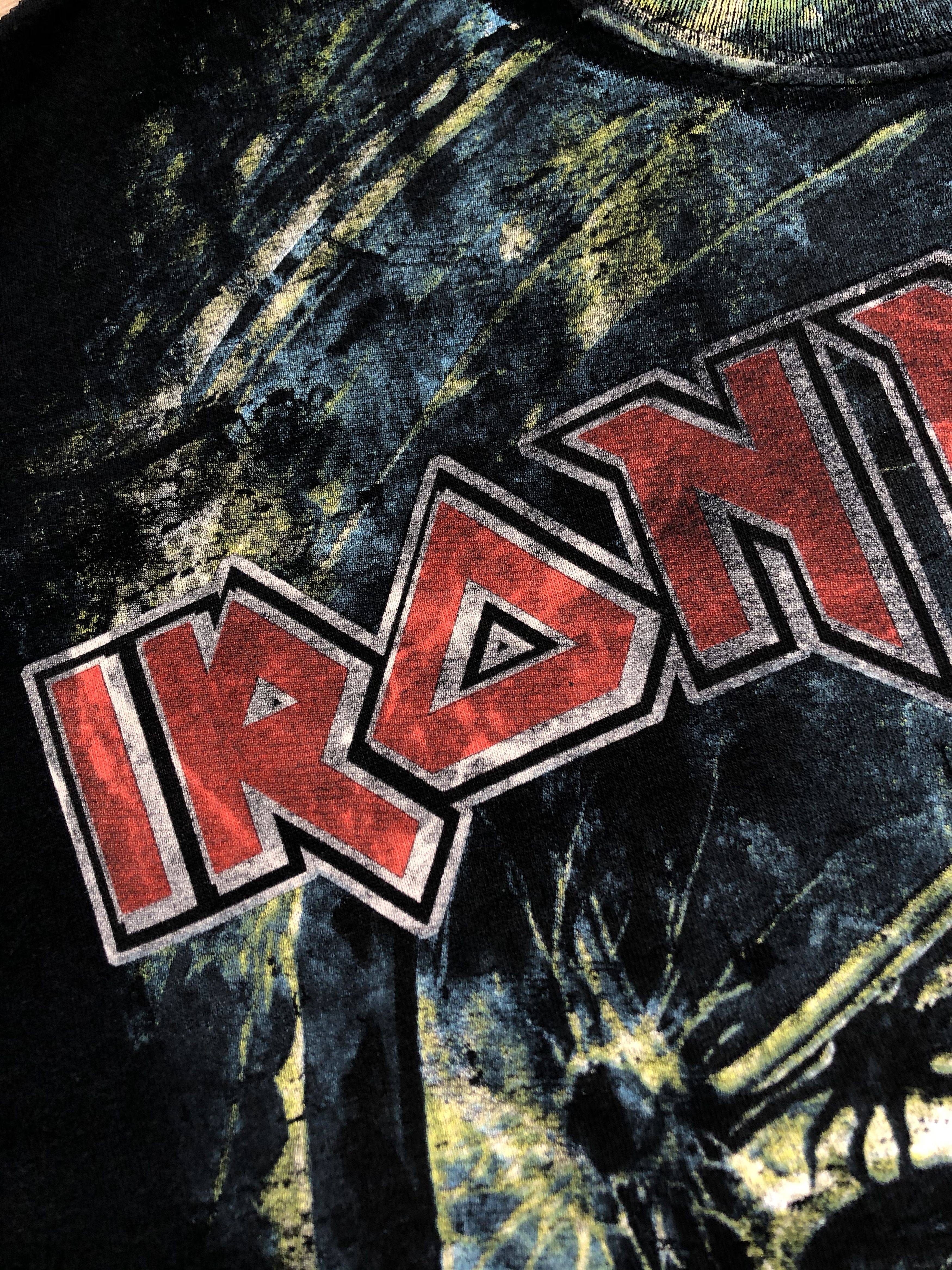 Band Tees × Iron Maiden × Vintage Vintage Iron Maiden Aces High Crazy Overprint Tee Y2k Hype Size US XXL / EU 58 / 5 - 9 Thumbnail