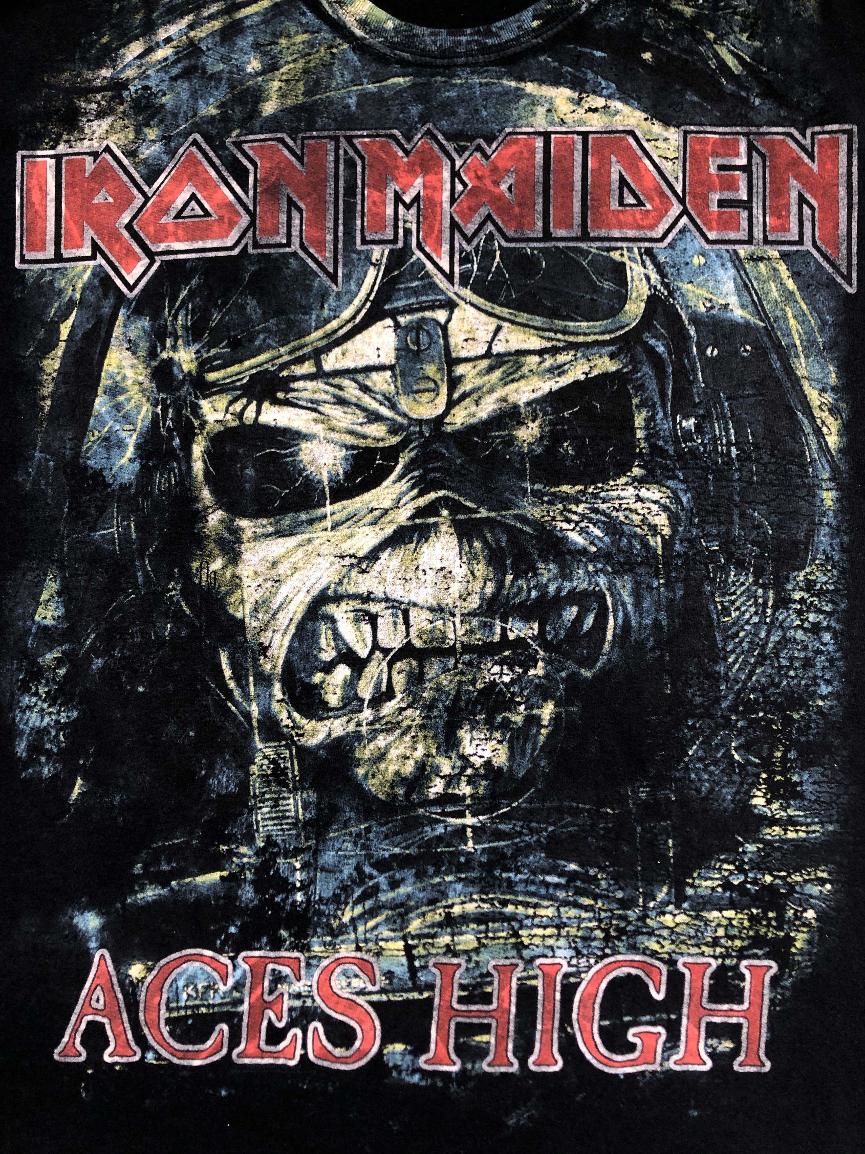 Band Tees × Iron Maiden × Vintage Vintage Iron Maiden Aces High Crazy Overprint Tee Y2k Hype Size US XXL / EU 58 / 5 - 4 Thumbnail