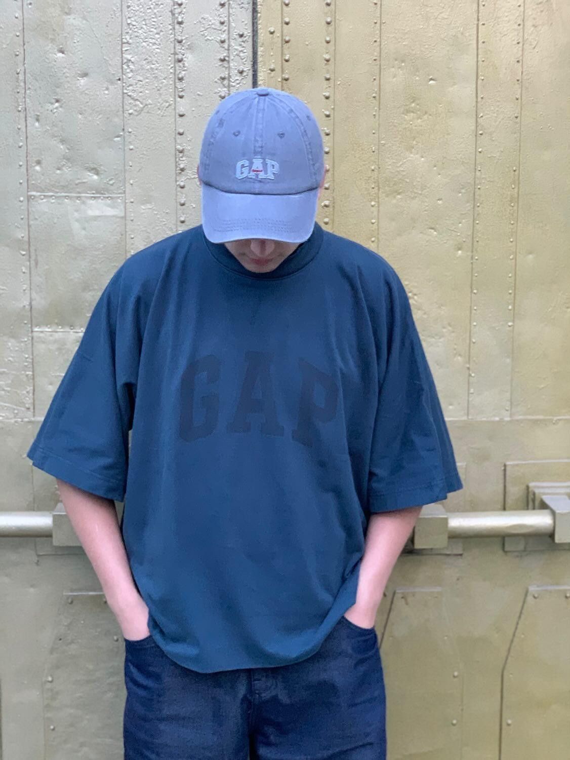 Gap × Kanye West Yeezy Gap Balenciaga No Seam Tee 'Dark Blue