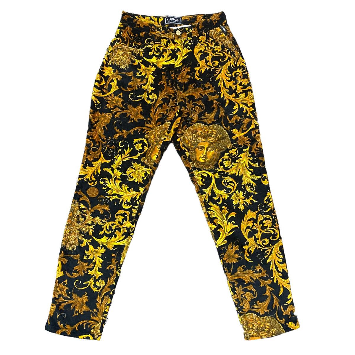 Versace Jeans Couture Vintage Versace Baroque Medusa Velvet Jeans Size 30" / US 8 / IT 44 - 1 Thumbnail