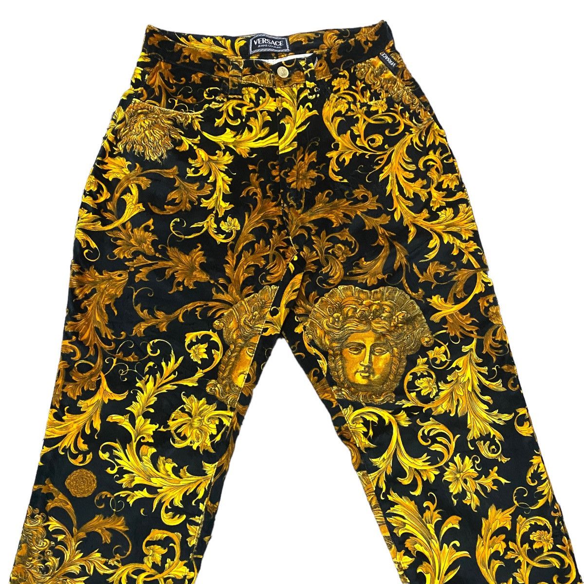 Versace Jeans Couture Vintage Versace Baroque Medusa Velvet Jeans Size 30" / US 8 / IT 44 - 2 Thumbnail