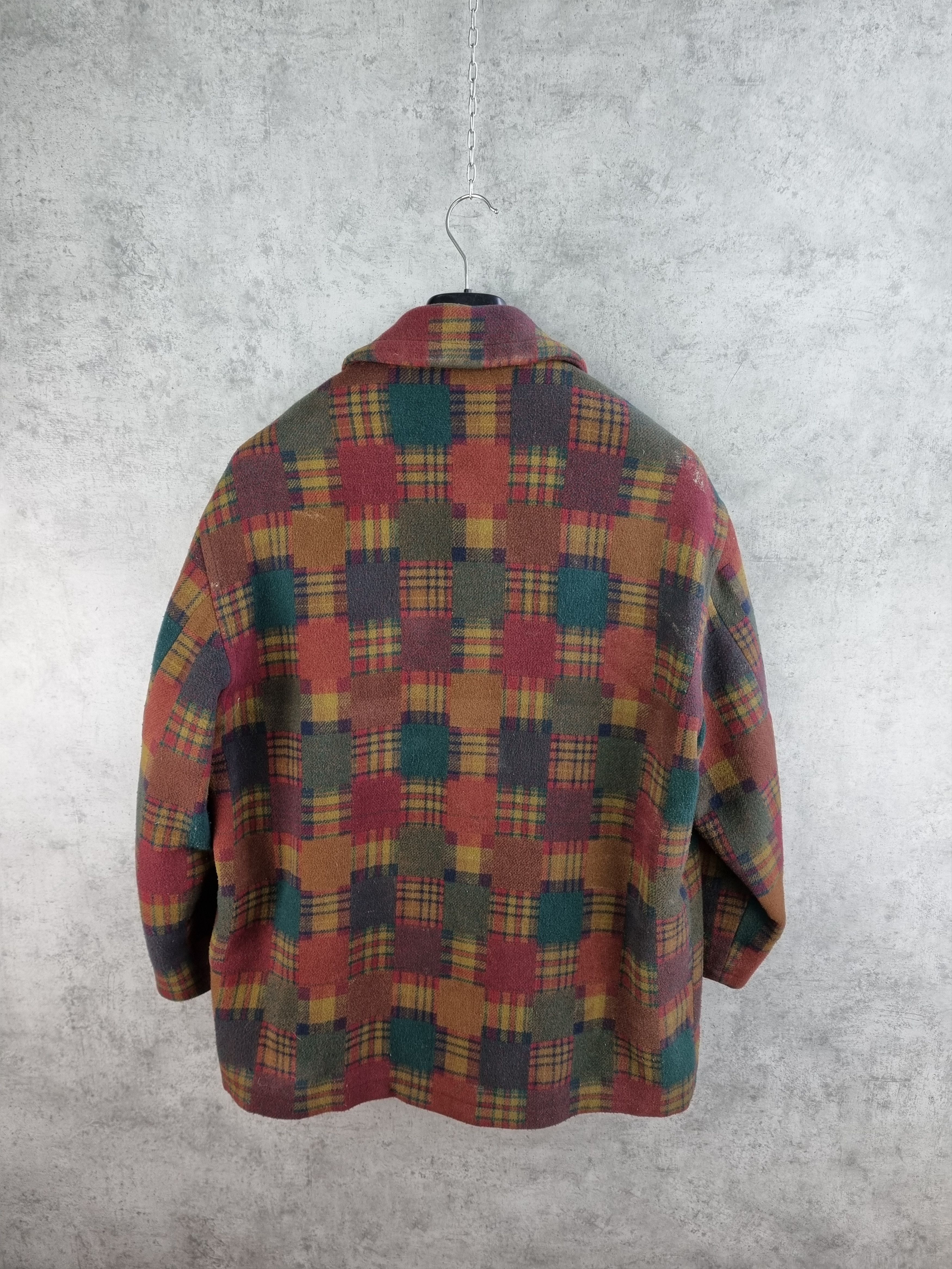 Vintage 90s Patch Work Plaid Wool Vintage Retro Coat Size US L / EU 52-54 / 3 - 4 Thumbnail
