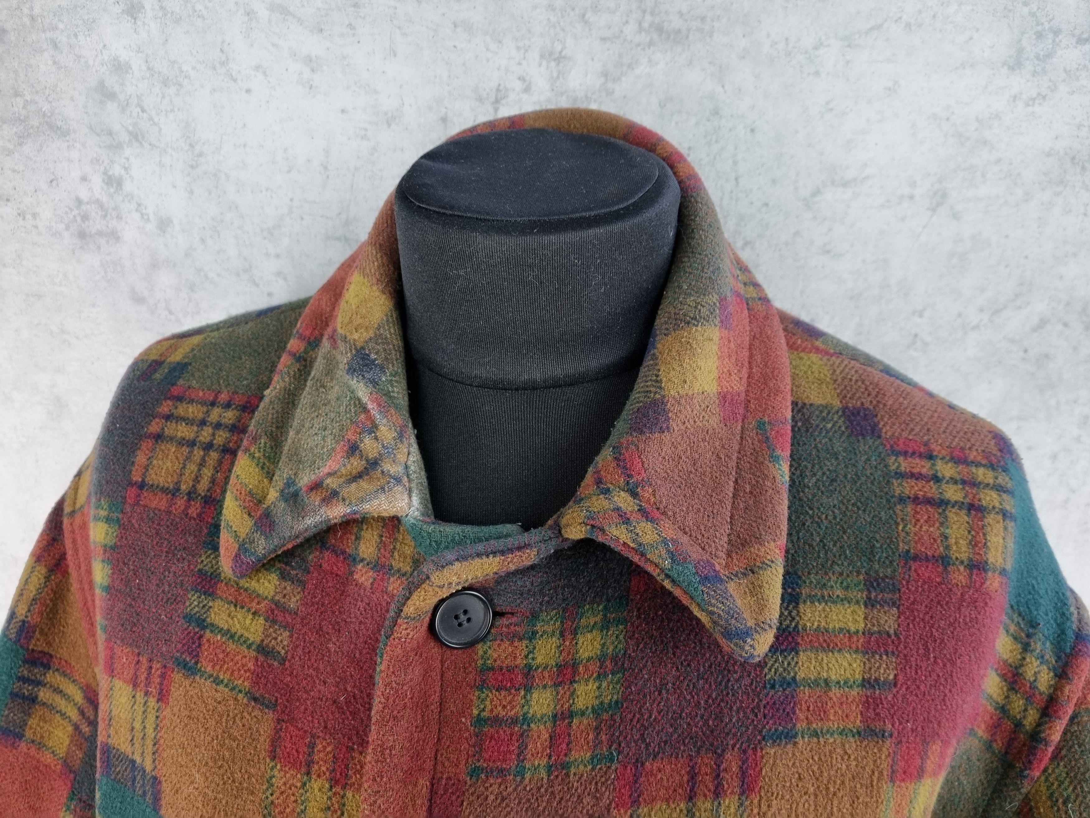Vintage 90s Patch Work Plaid Wool Vintage Retro Coat Size US L / EU 52-54 / 3 - 9 Thumbnail