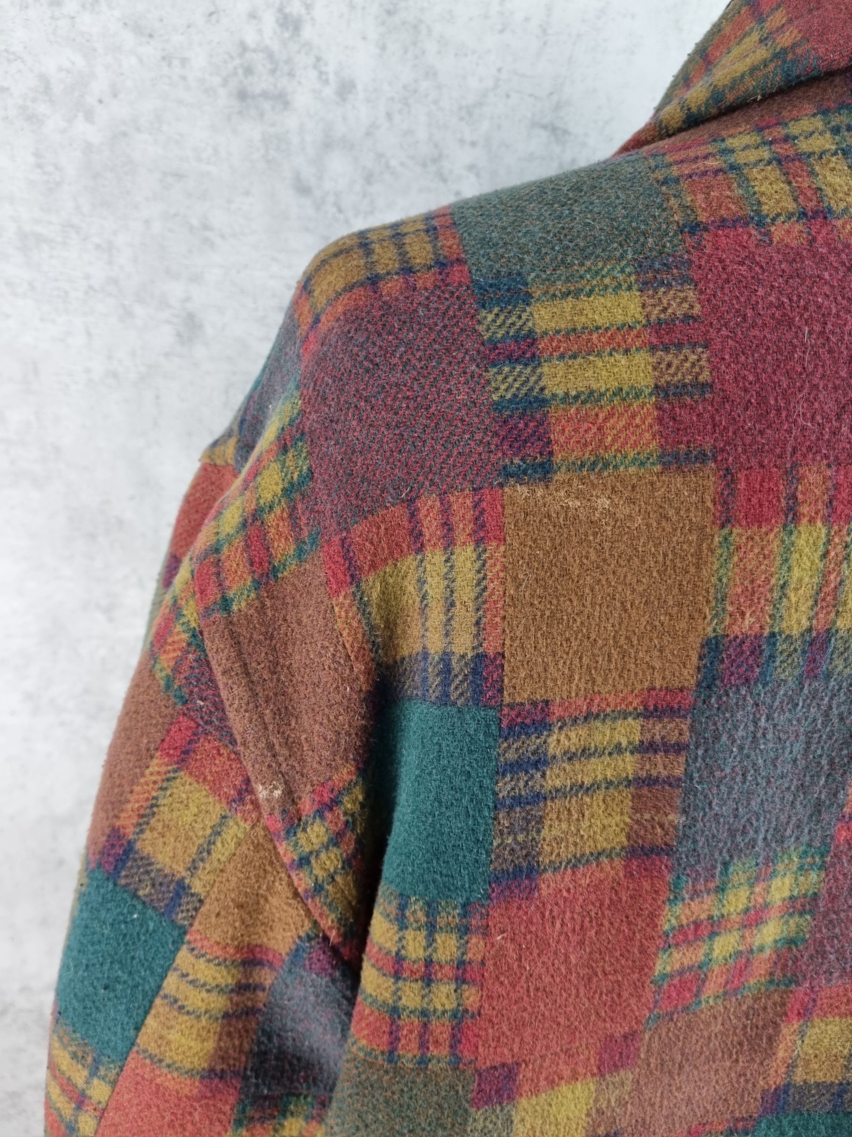 Vintage 90s Patch Work Plaid Wool Vintage Retro Coat Size US L / EU 52-54 / 3 - 12 Thumbnail
