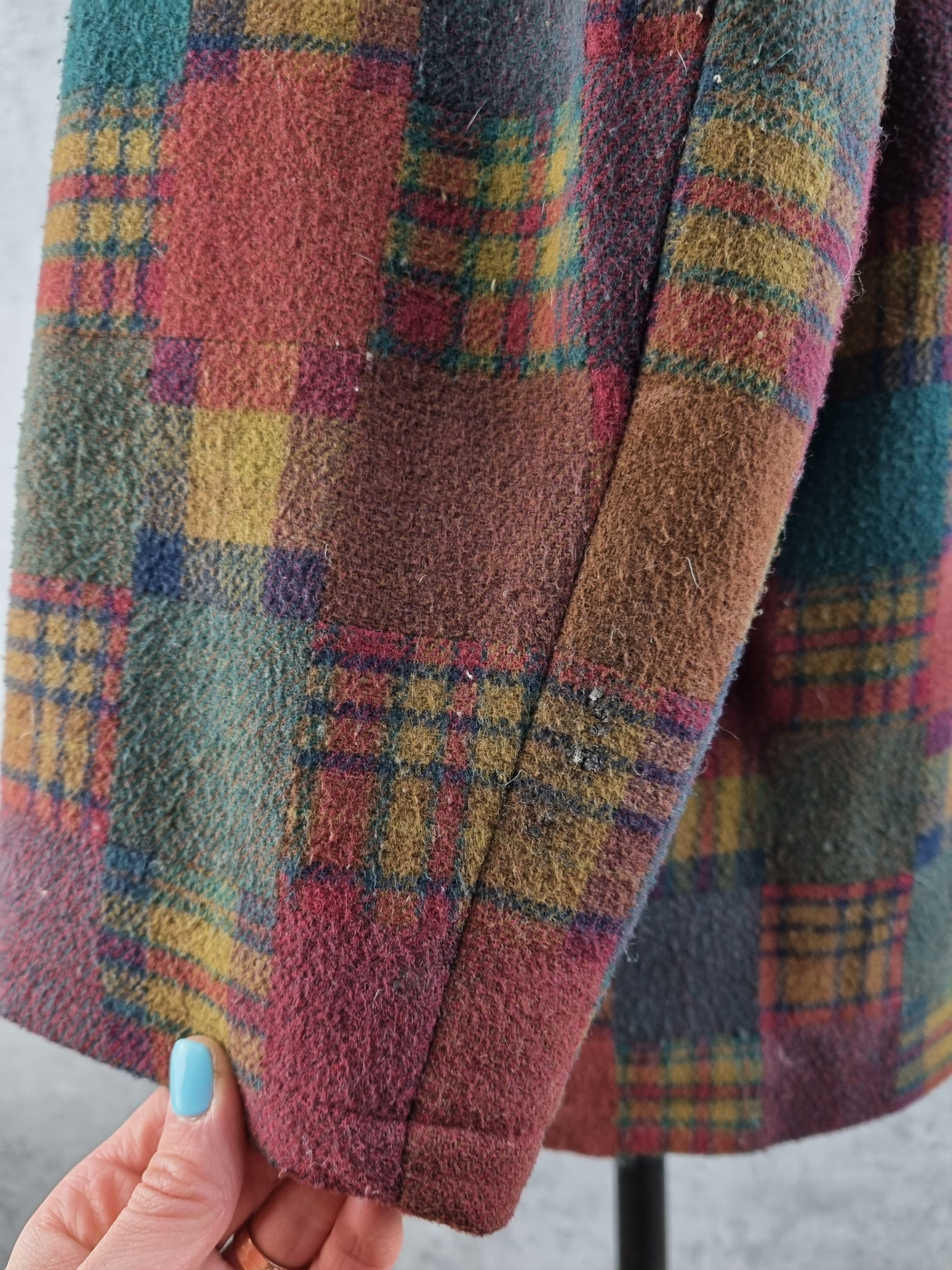 Vintage 90s Patch Work Plaid Wool Vintage Retro Coat Size US L / EU 52-54 / 3 - 11 Thumbnail