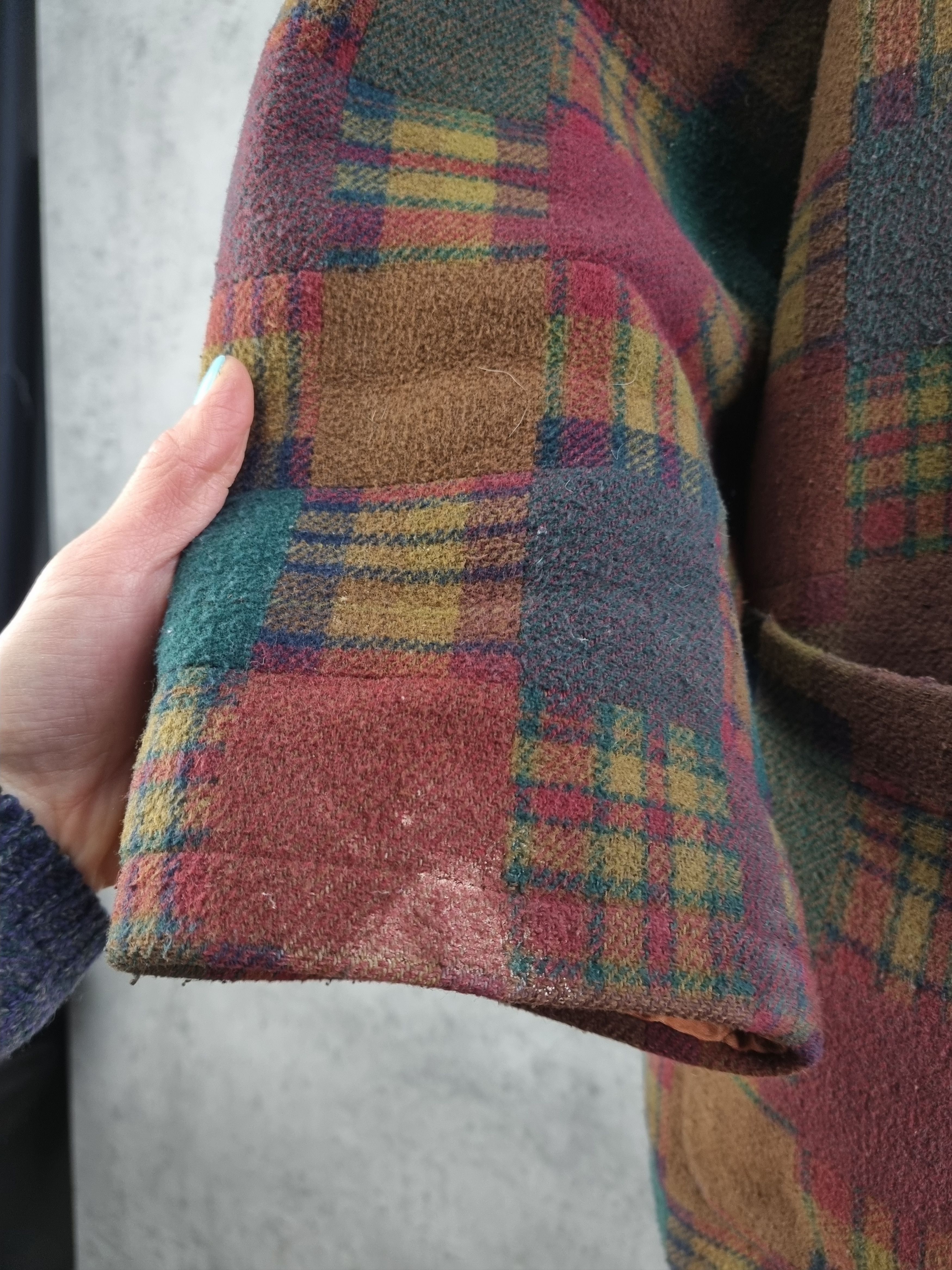 Vintage 90s Patch Work Plaid Wool Vintage Retro Coat Size US L / EU 52-54 / 3 - 13 Thumbnail