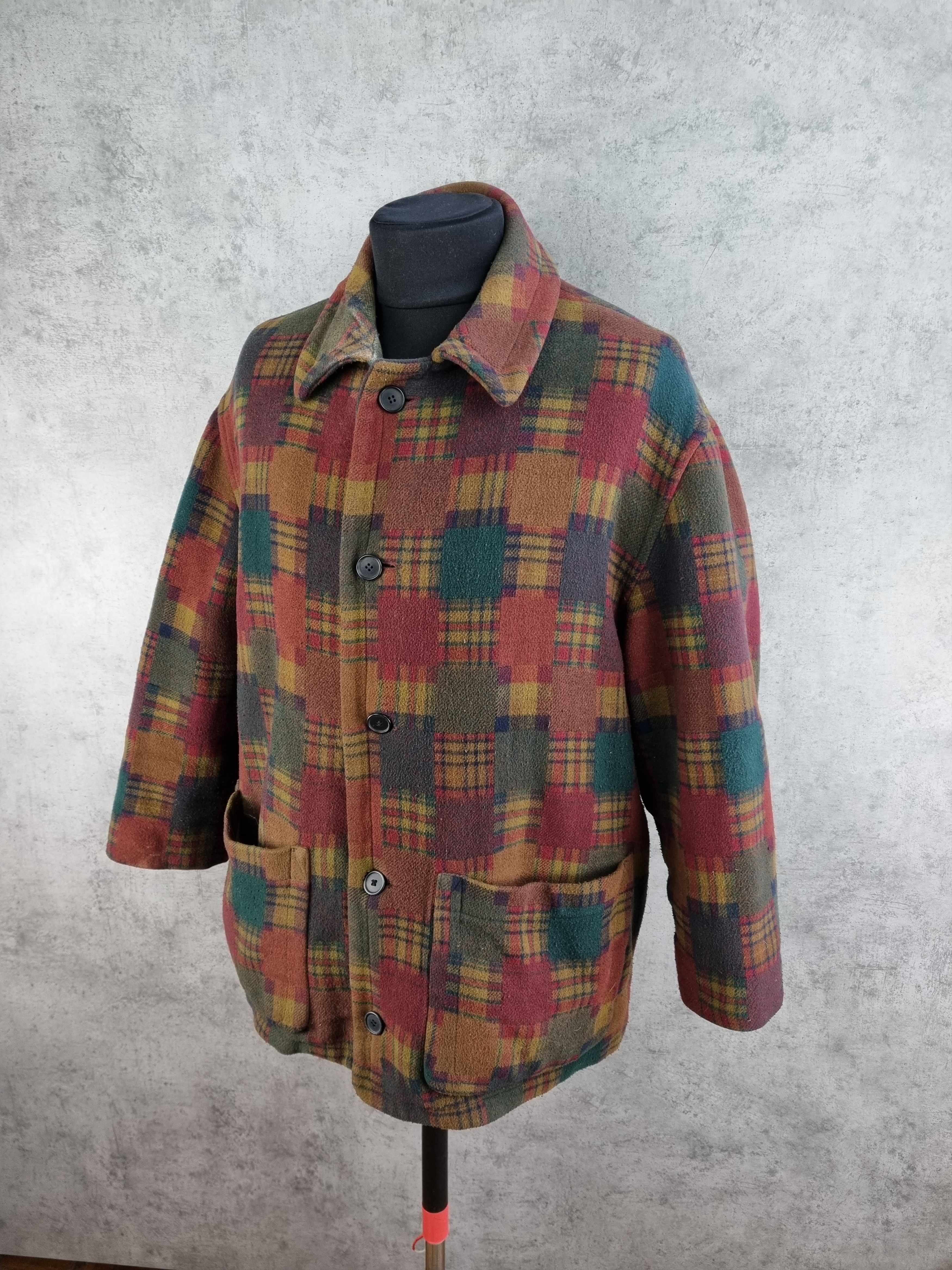 Vintage 90s Patch Work Plaid Wool Vintage Retro Coat Size US L / EU 52-54 / 3 - 14 Thumbnail