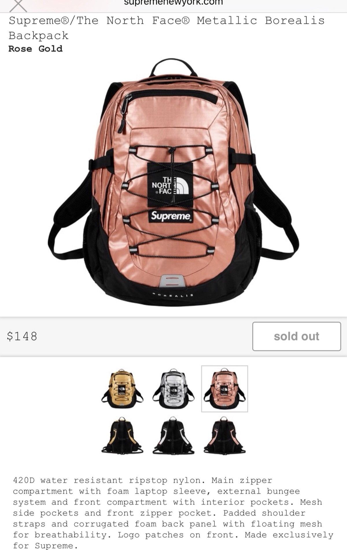 Rose hotsell supreme backpack