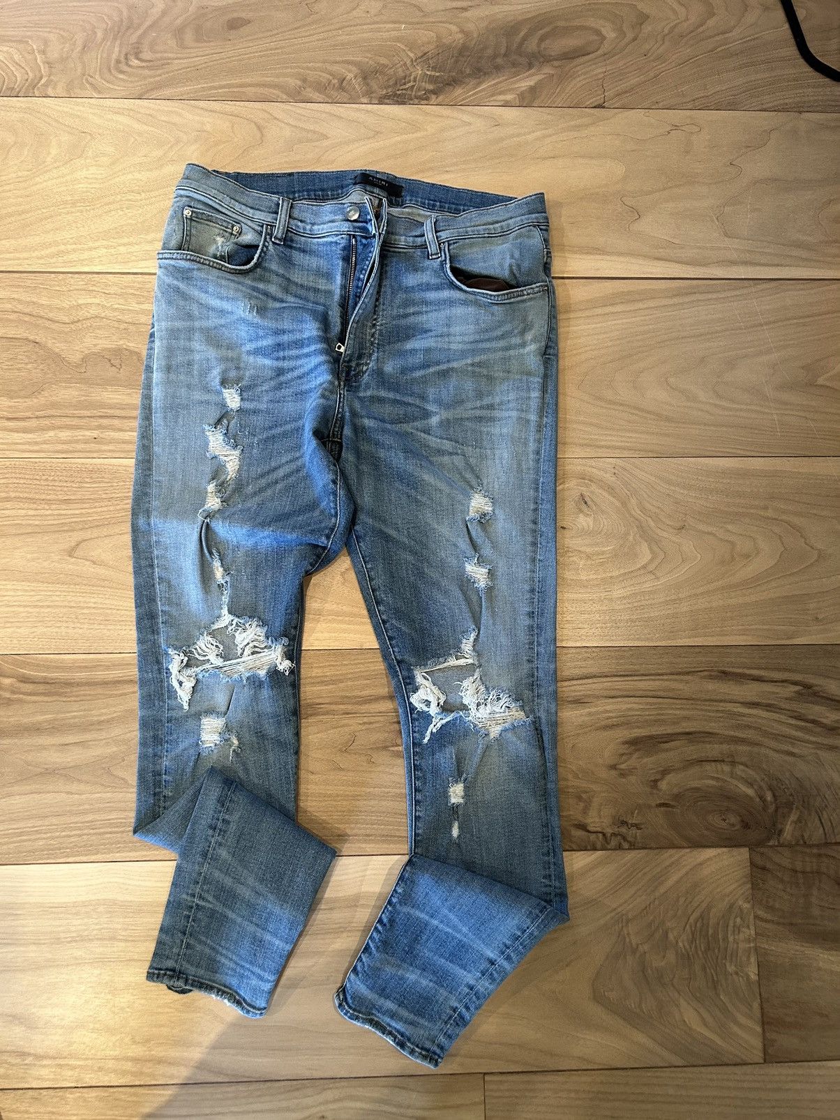 image of Amiri Distressed Denim Blue, Men's (Size 38)