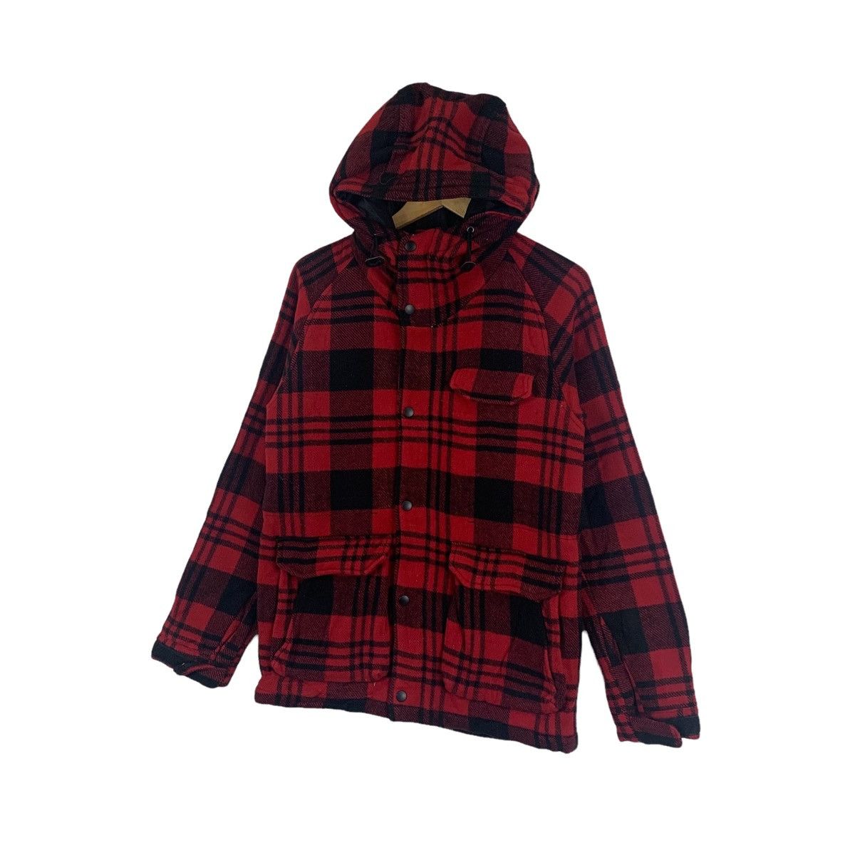 Vintage Vintage HARE Japanese Tartan Wool Hoodie Sweater Jacket Size US L / EU 52-54 / 3 - 4 Thumbnail