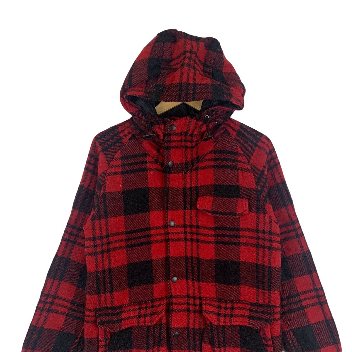 Vintage Vintage HARE Japanese Tartan Wool Hoodie Sweater Jacket Size US L / EU 52-54 / 3 - 5 Thumbnail