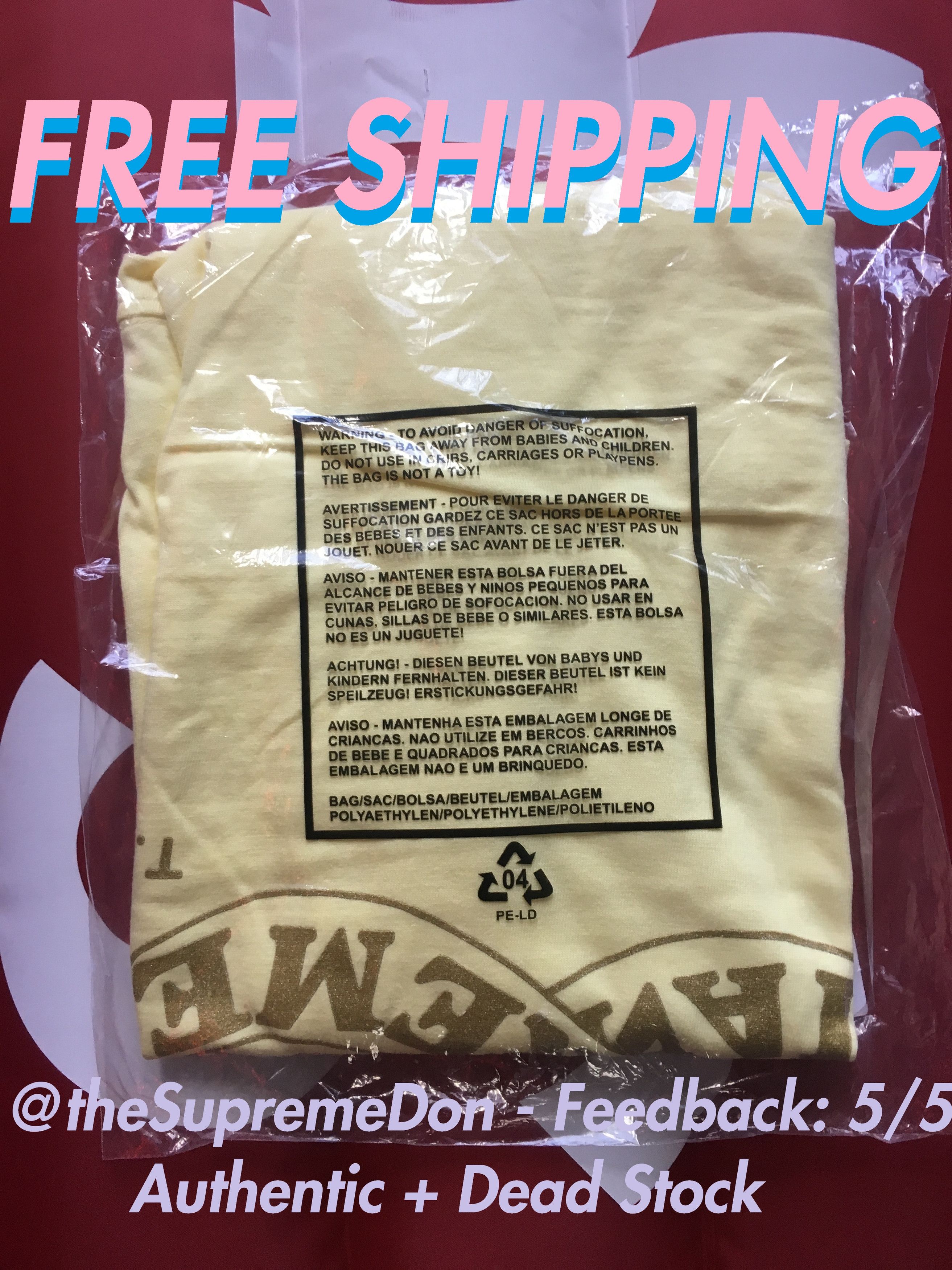 Supreme Eternal Tee pale yellow gold medium m FW18