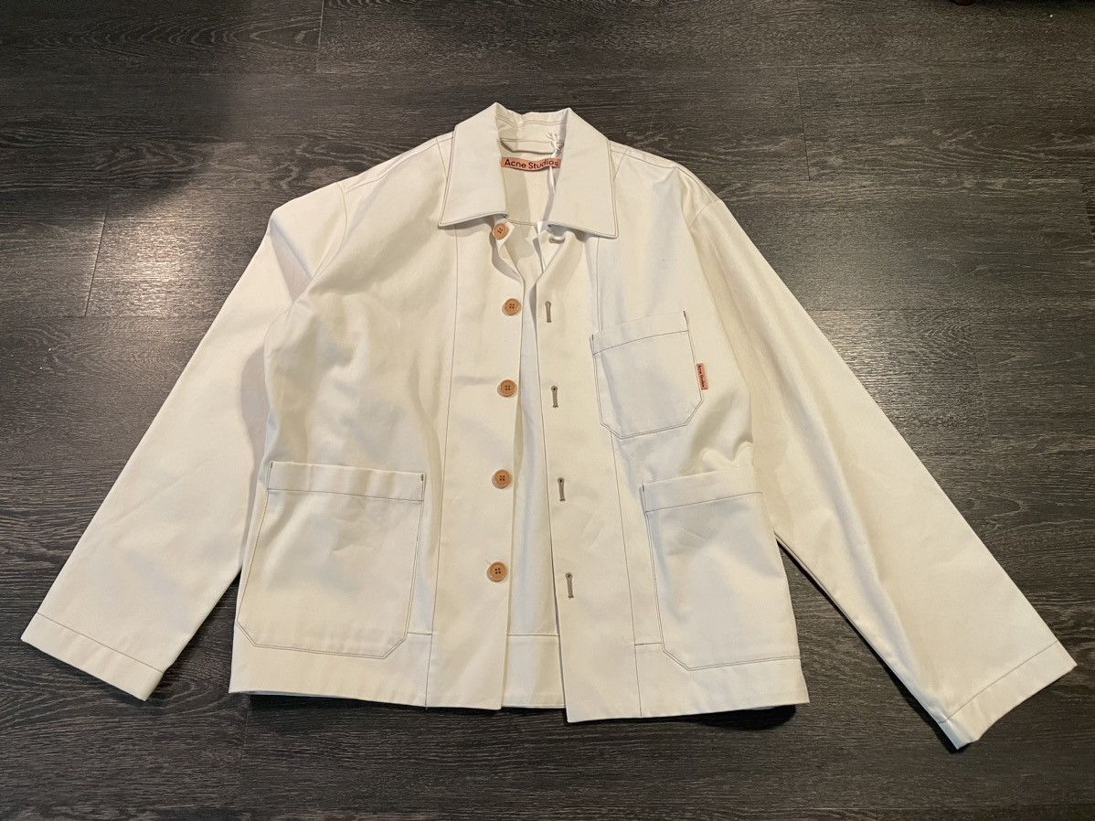 Acne Studios Acne Studios Okey Pink Label Twill Jacket in Ecru Size US S / EU 44-46 / 1 - 1 Thumbnail