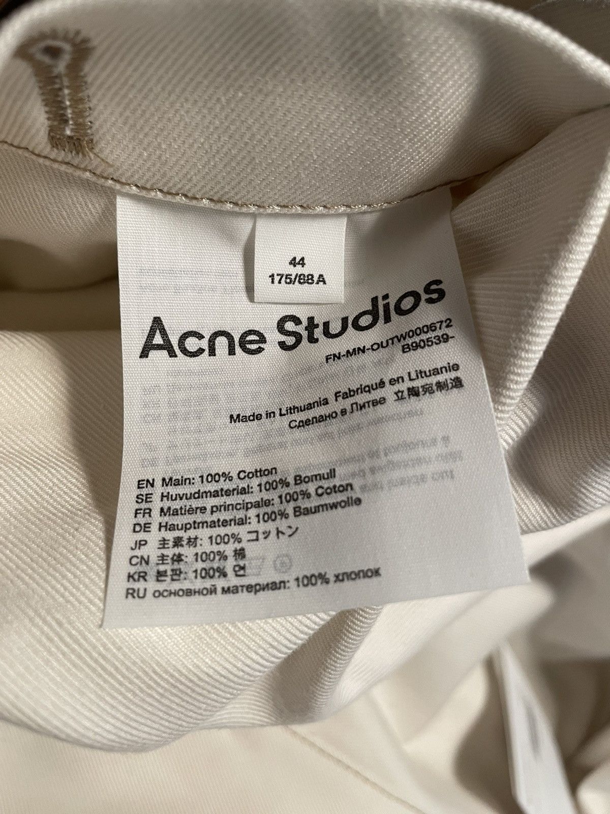 Acne Studios Acne Studios Okey Pink Label Twill Jacket in Ecru Size US S / EU 44-46 / 1 - 3 Thumbnail