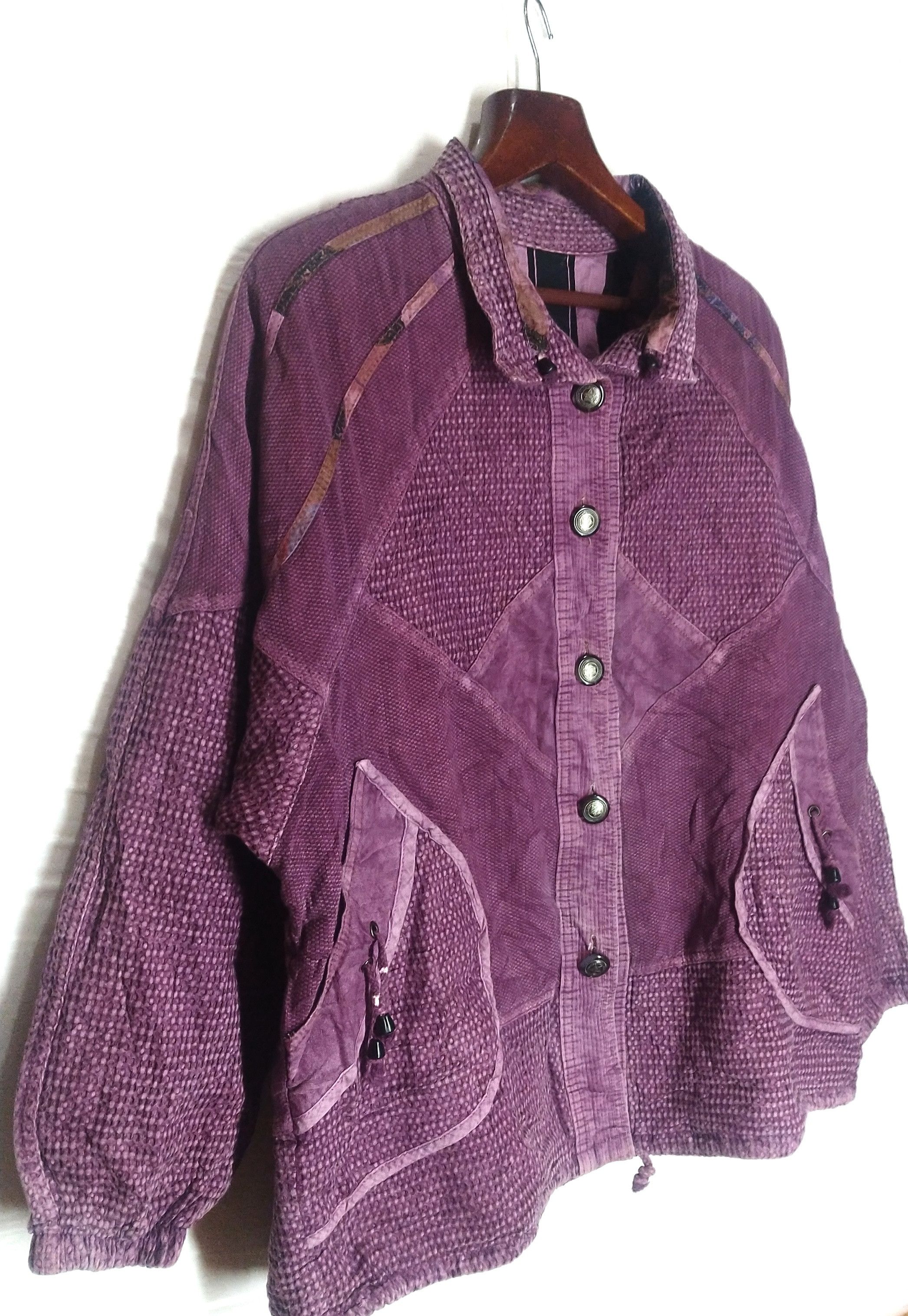 Indigo Sashiko Purple Patchwork Coverall Worker Jacket Indigo Size US XXL / EU 58 / 5 - 3 Thumbnail