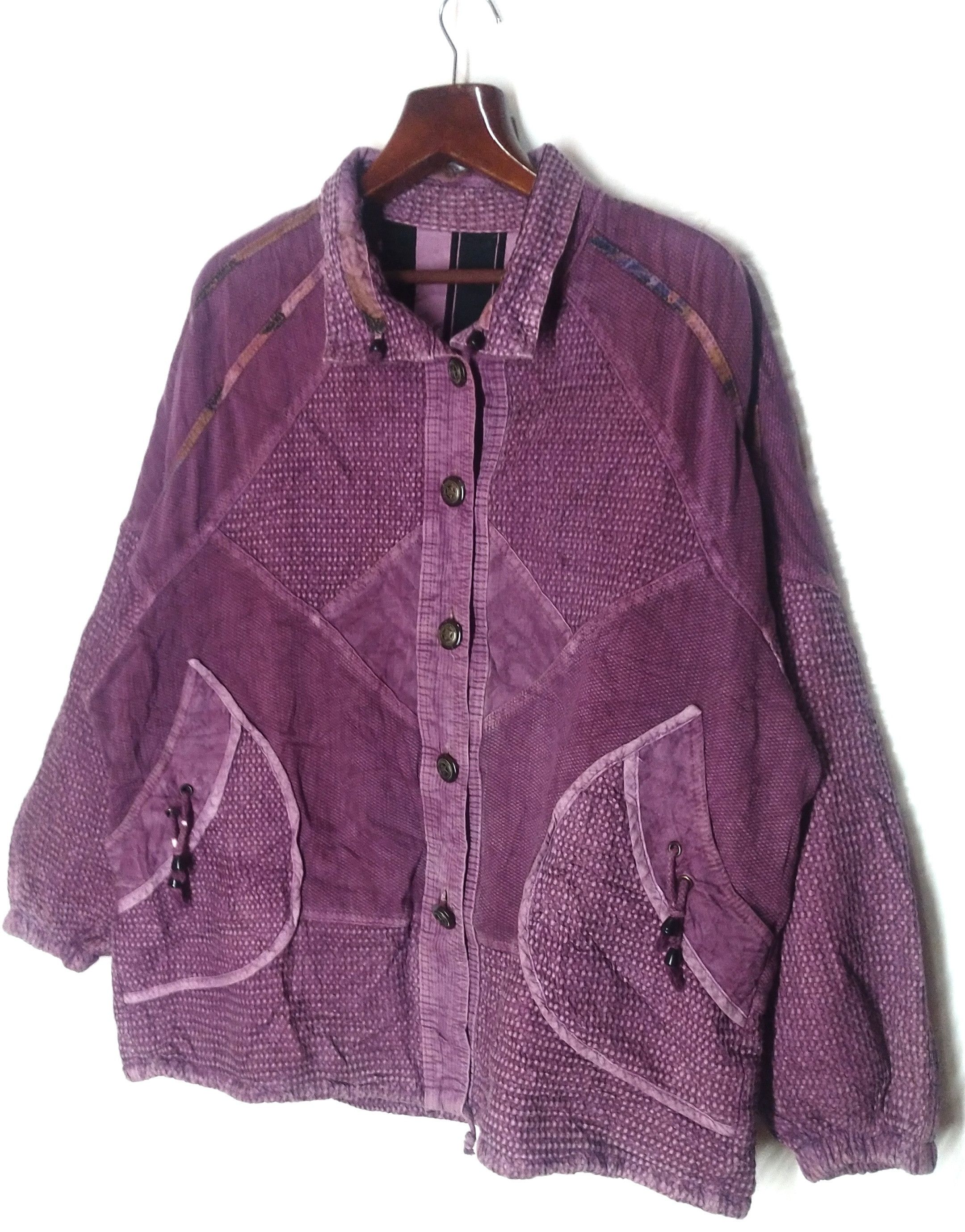 Indigo Sashiko Purple Patchwork Coverall Worker Jacket Indigo Size US XXL / EU 58 / 5 - 2 Thumbnail