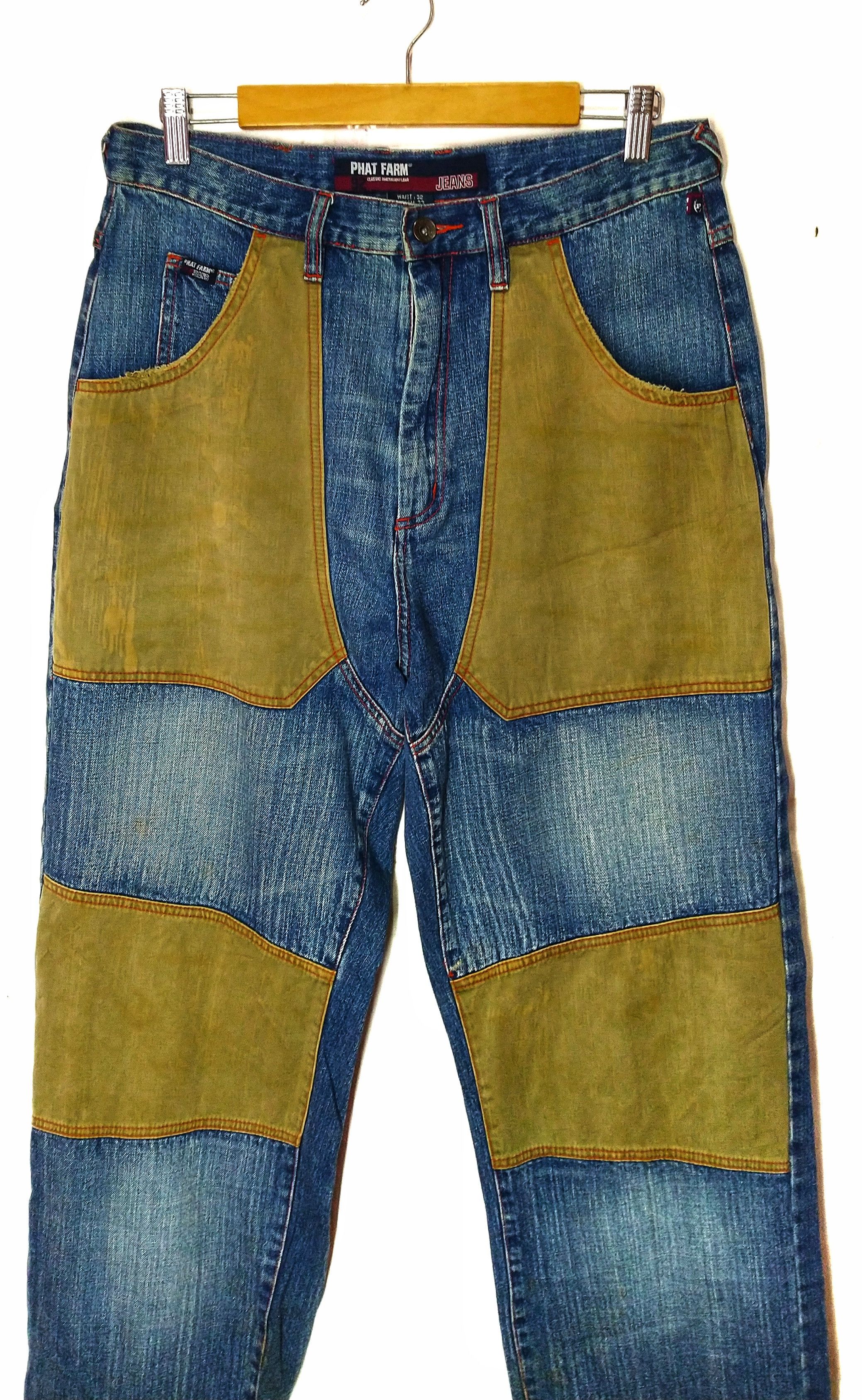 Phat Farm PHAT FARM patchwork distressed denim KAPITAL style Size US 33 - 2 Thumbnail