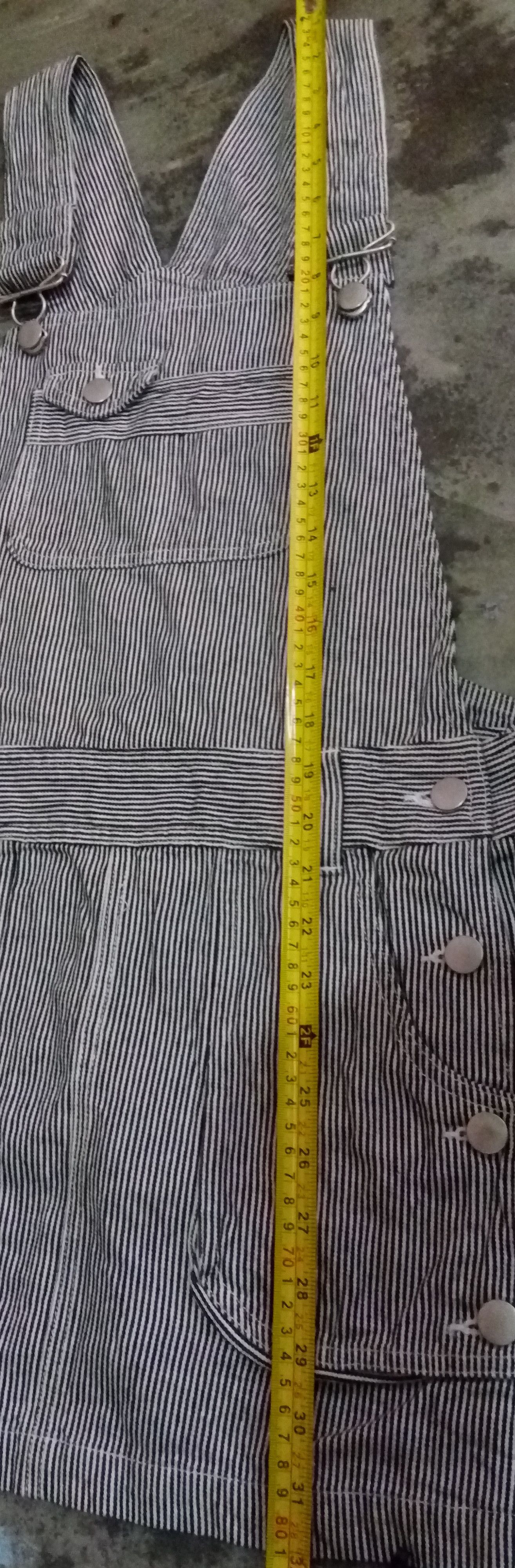 Vintage Vtg Hickory Stripe Overall Shorts Distressed Blue Denim Size US 33 - 6 Thumbnail