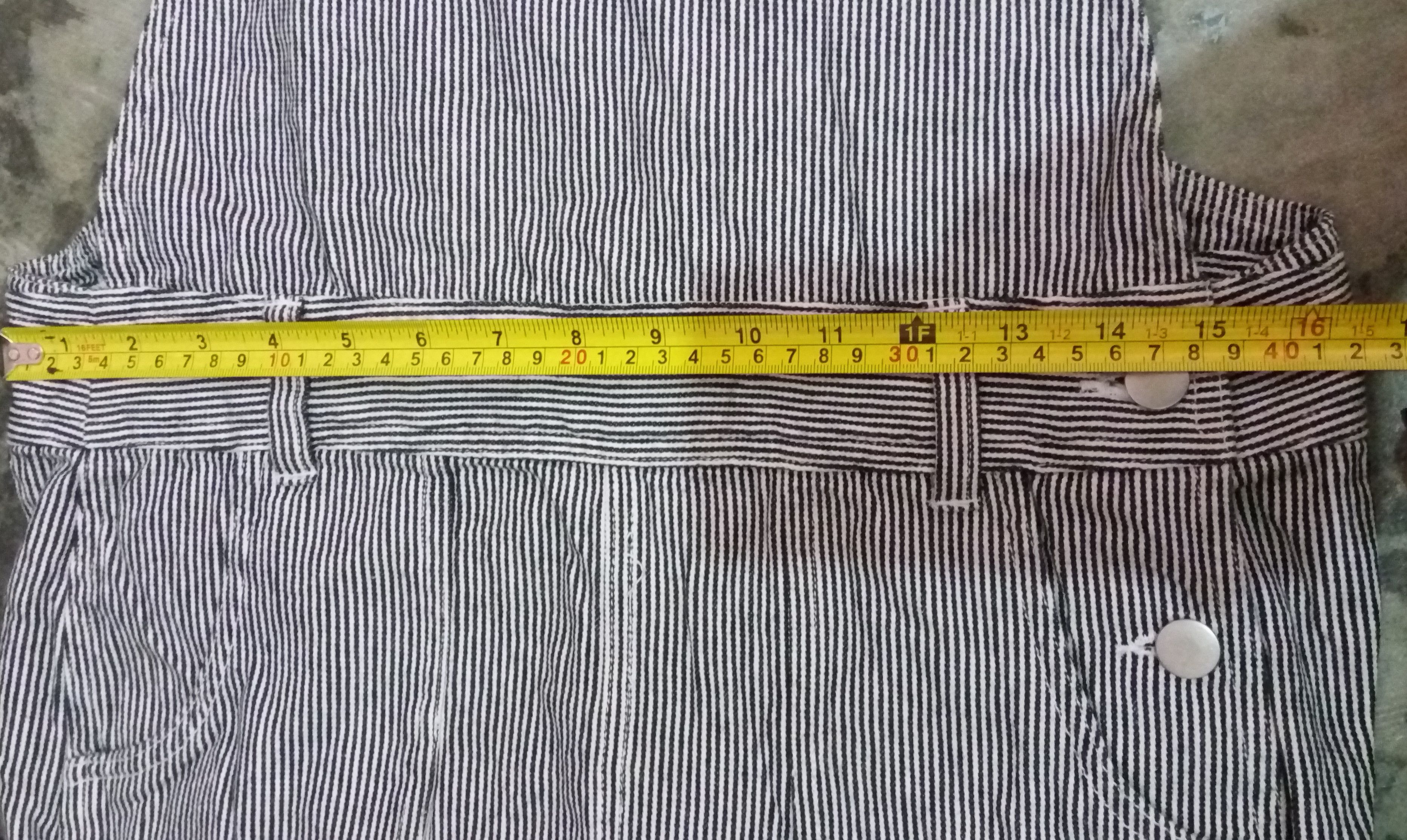Vintage Vtg Hickory Stripe Overall Shorts Distressed Blue Denim Size US 33 - 5 Thumbnail