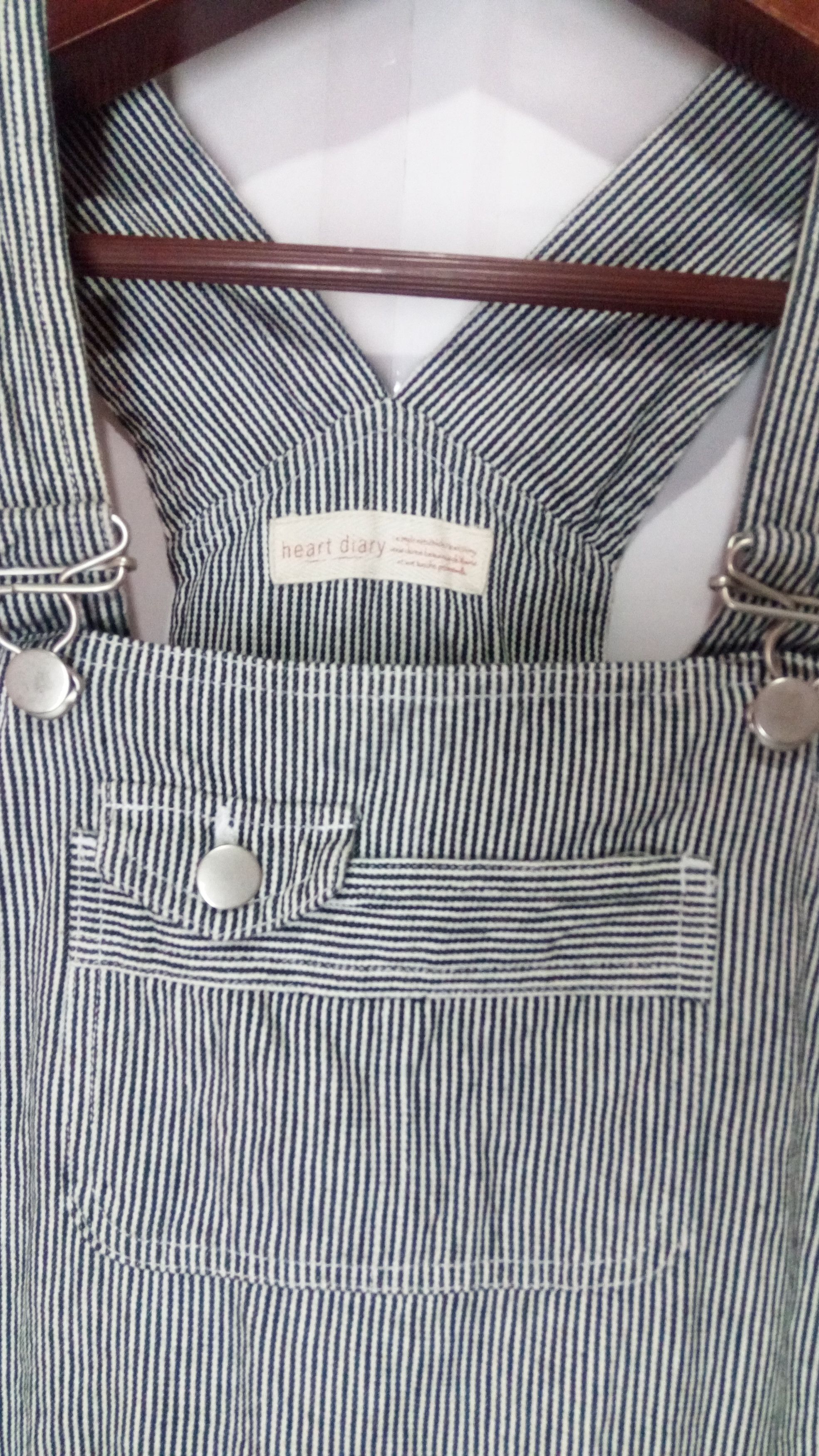 Vintage Vtg Hickory Stripe Overall Shorts Distressed Blue Denim Size US 33 - 3 Thumbnail