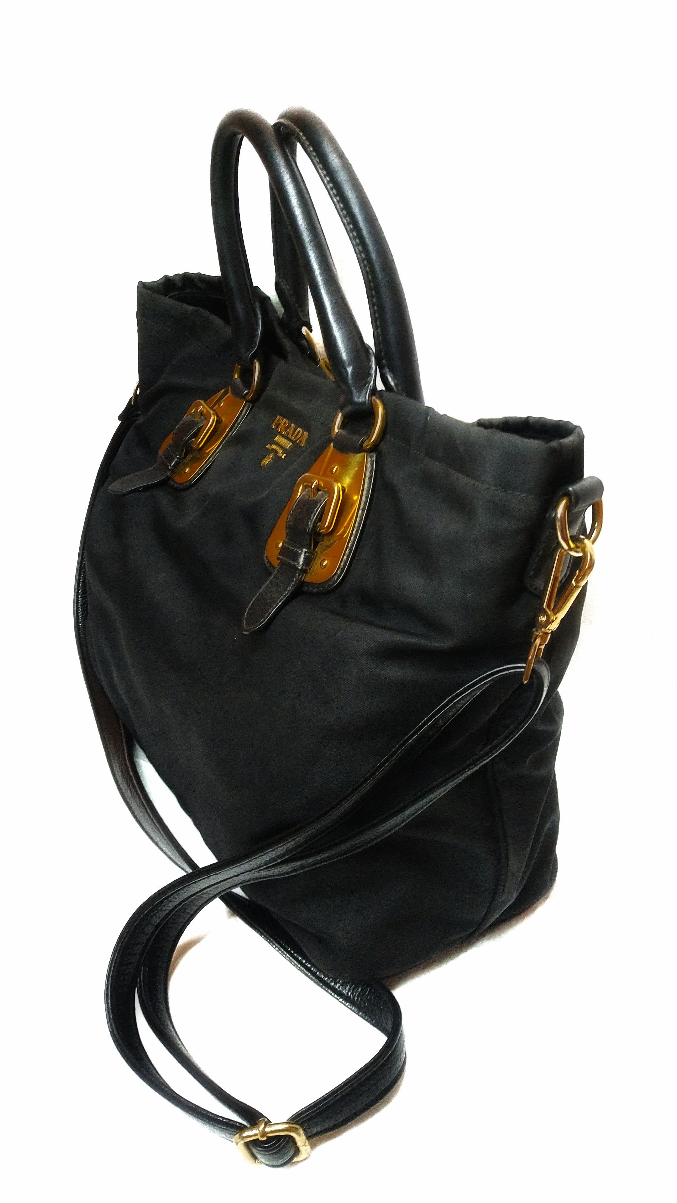 Prada Authentic Prada Canvas Nylon Bag Black Colour Leather Belt Size ONE SIZE - 2 Thumbnail