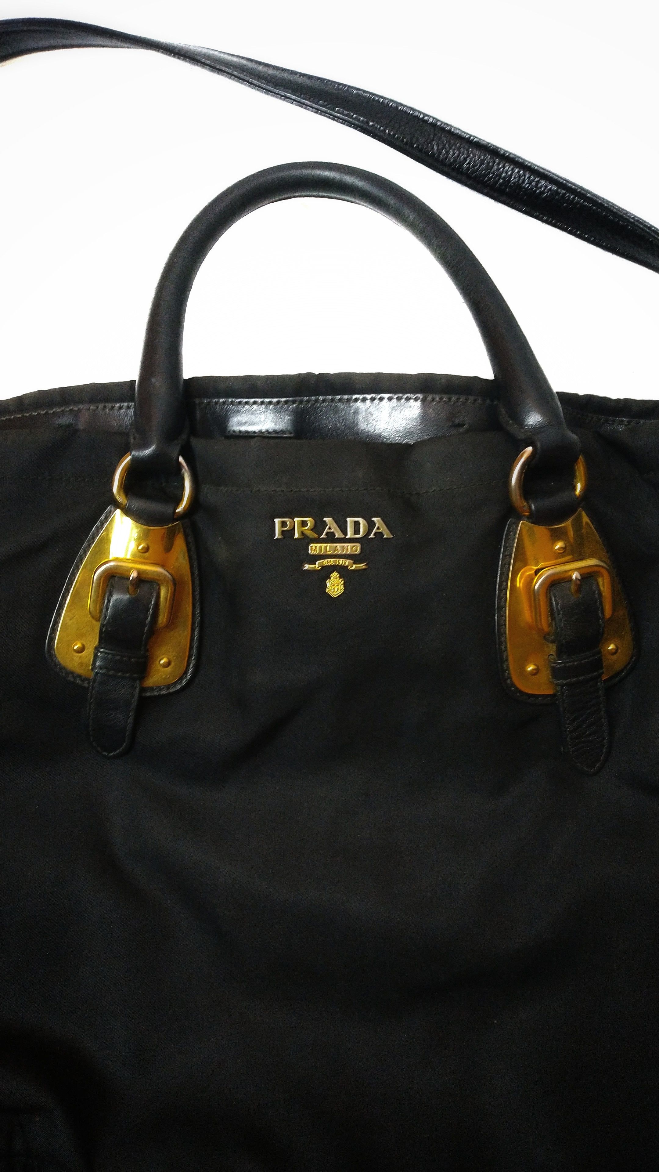 Prada Authentic Prada Canvas Nylon Bag Black Colour Leather Belt Size ONE SIZE - 3 Thumbnail