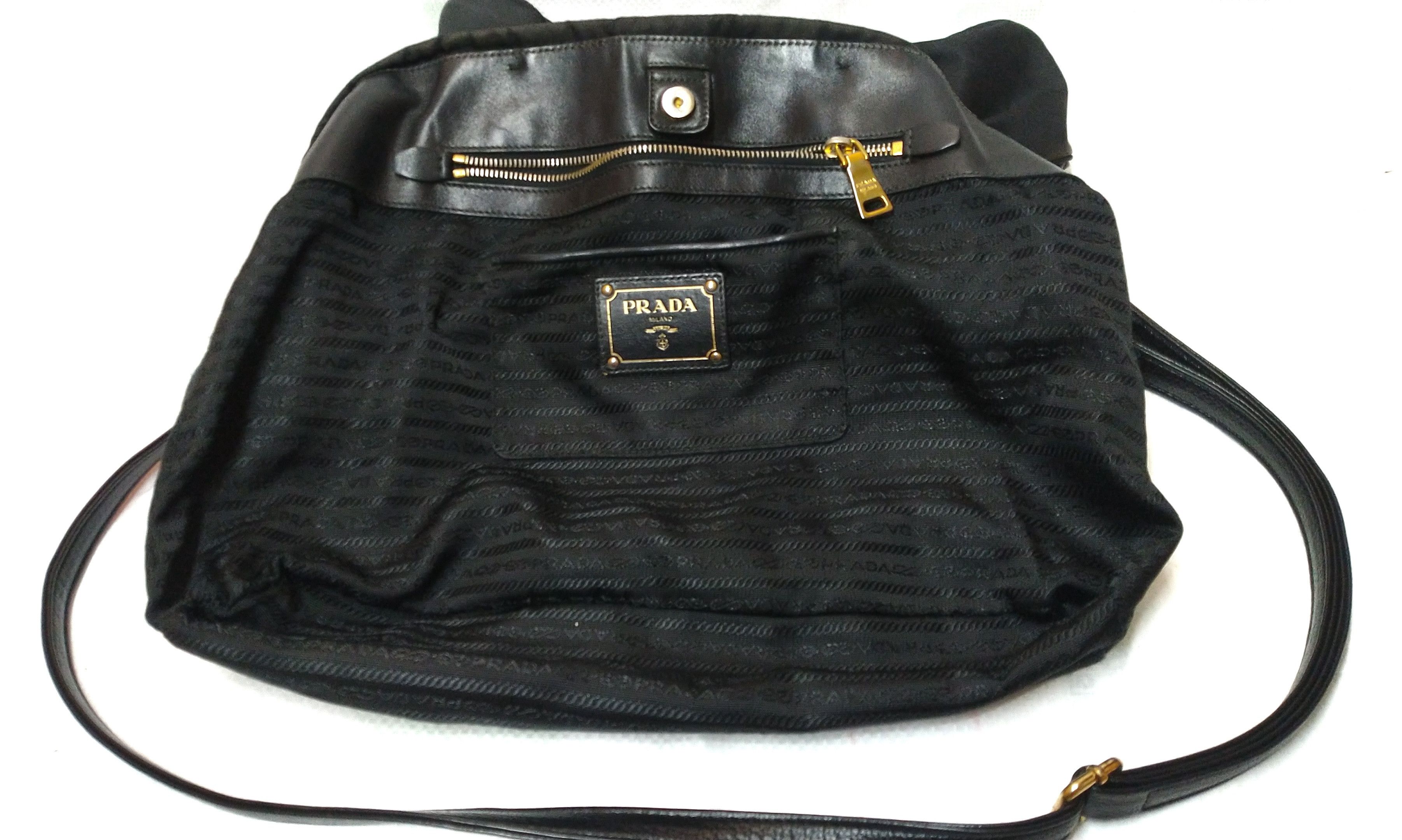 Prada Authentic Prada Canvas Nylon Bag Black Colour Leather Belt Size ONE SIZE - 11 Thumbnail