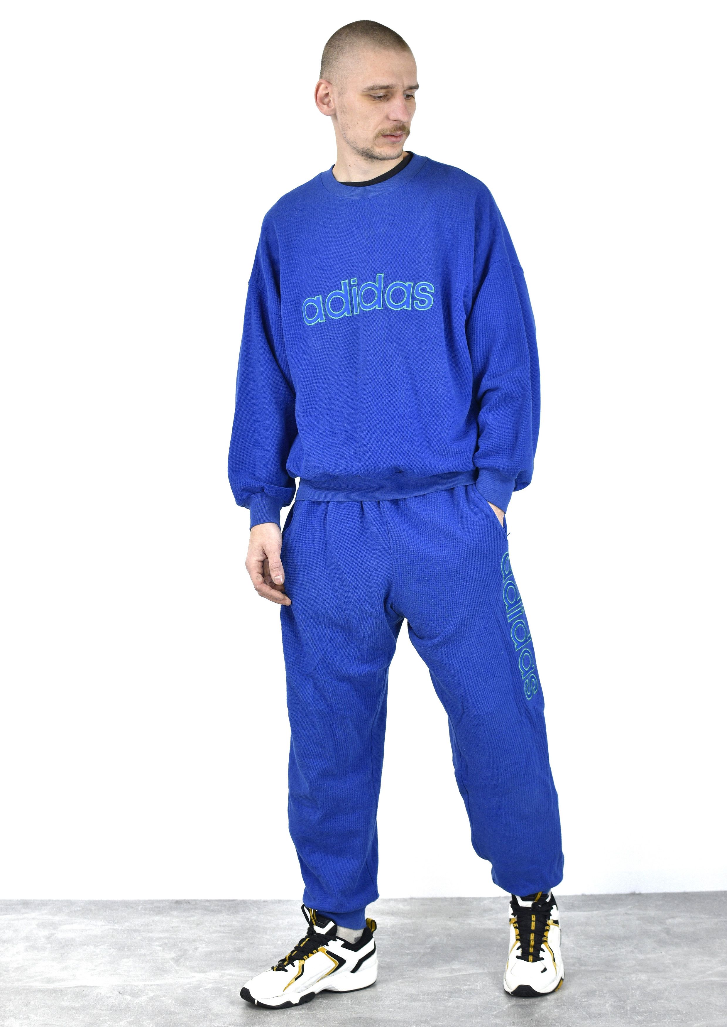 Adidas × Vintage Vintage Adidas Blue Suit Sweatshirt Pants Size US M / EU 48-50 / 2 - 1 Thumbnail