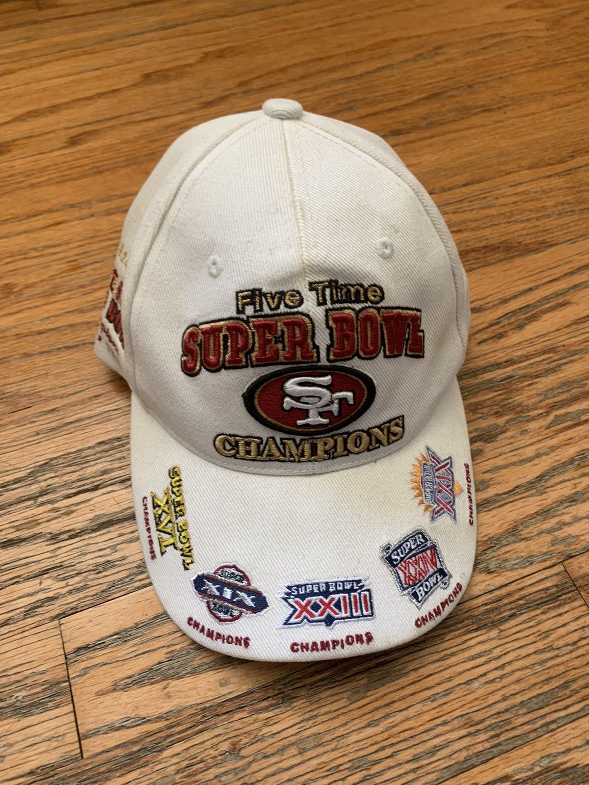 Vintage VTG Super Bowl SF 49ERS 5 TIME CHAMPION Cap Hat Official NFL